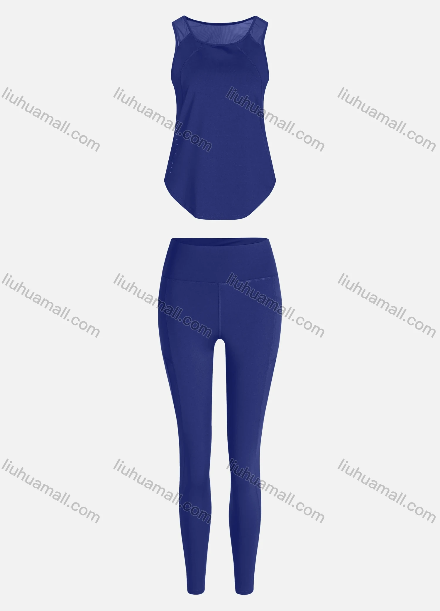Wholesale Women's Sporty Breathable Mesh Quick Dry Plain Tank Top & Seamless Leggings 2 Piece Yoga Workout Outfits 1008#&1016# - Liuhuamall