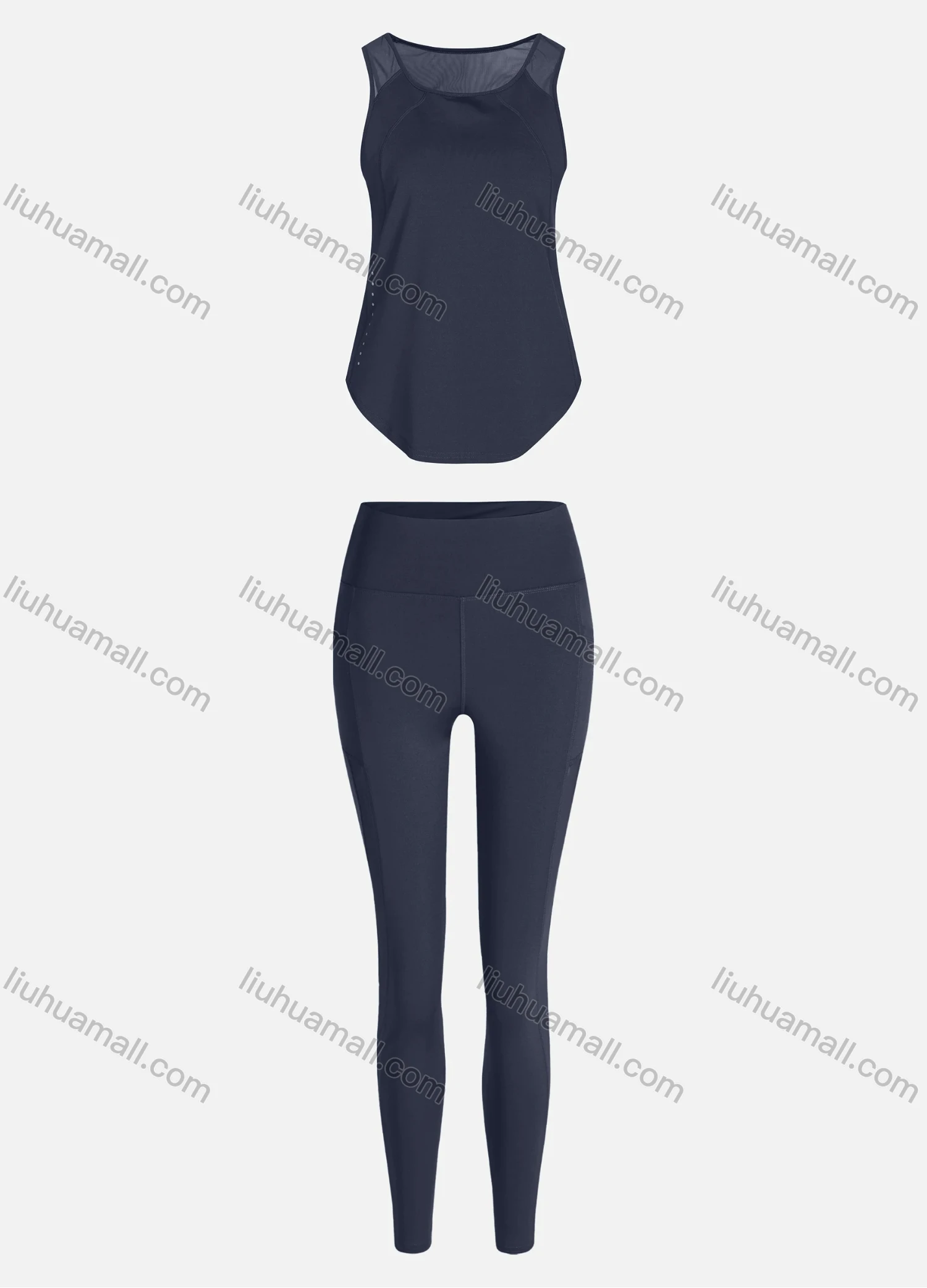Wholesale Women's Sporty Breathable Mesh Quick Dry Plain Tank Top & Seamless Leggings 2 Piece Yoga Workout Outfits 1008#&1016# - Liuhuamall