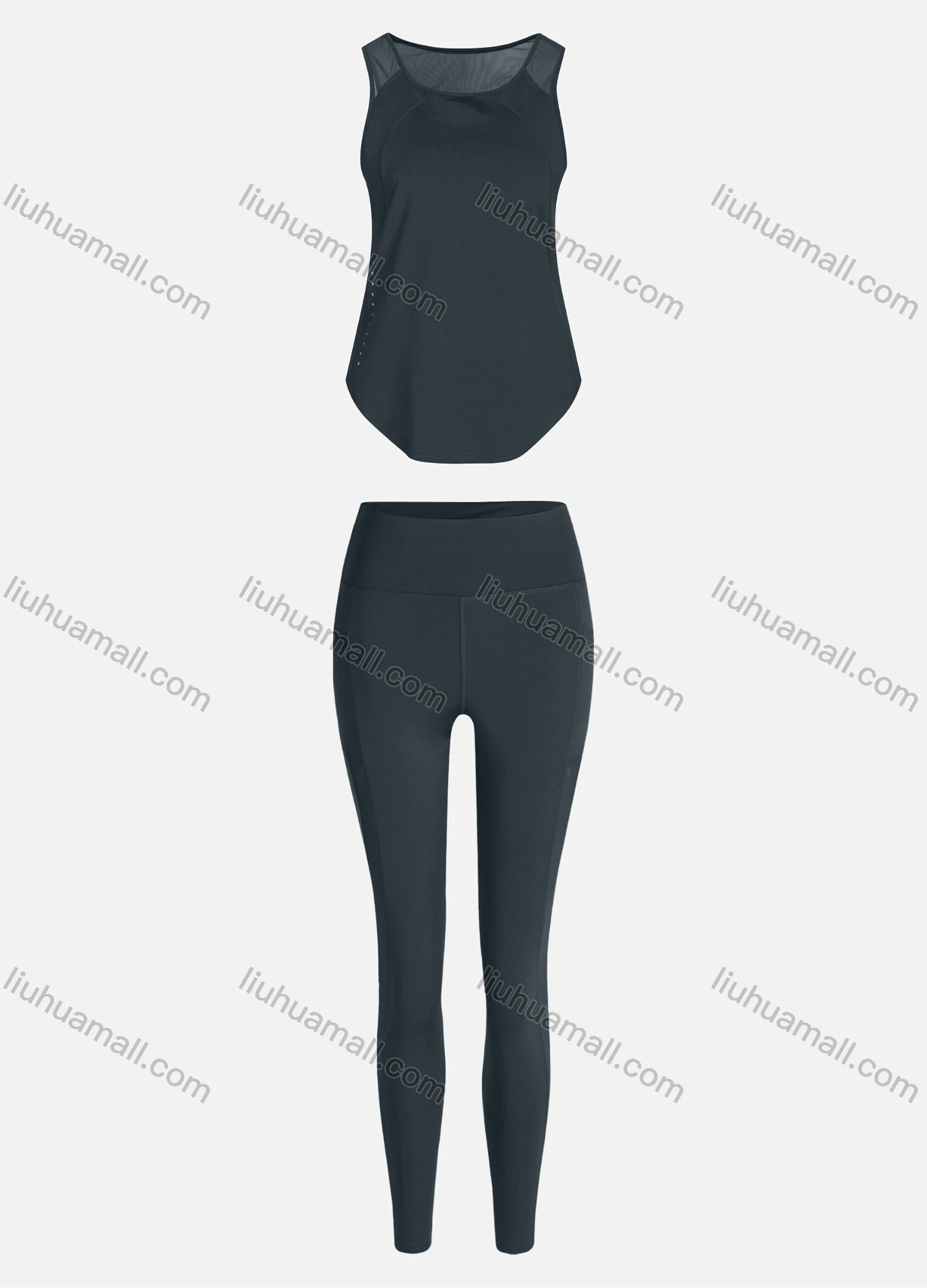 Wholesale Women's Sporty Breathable Mesh Quick Dry Plain Tank Top & Seamless Leggings 2 Piece Yoga Workout Outfits 1008#&1016# - Liuhuamall