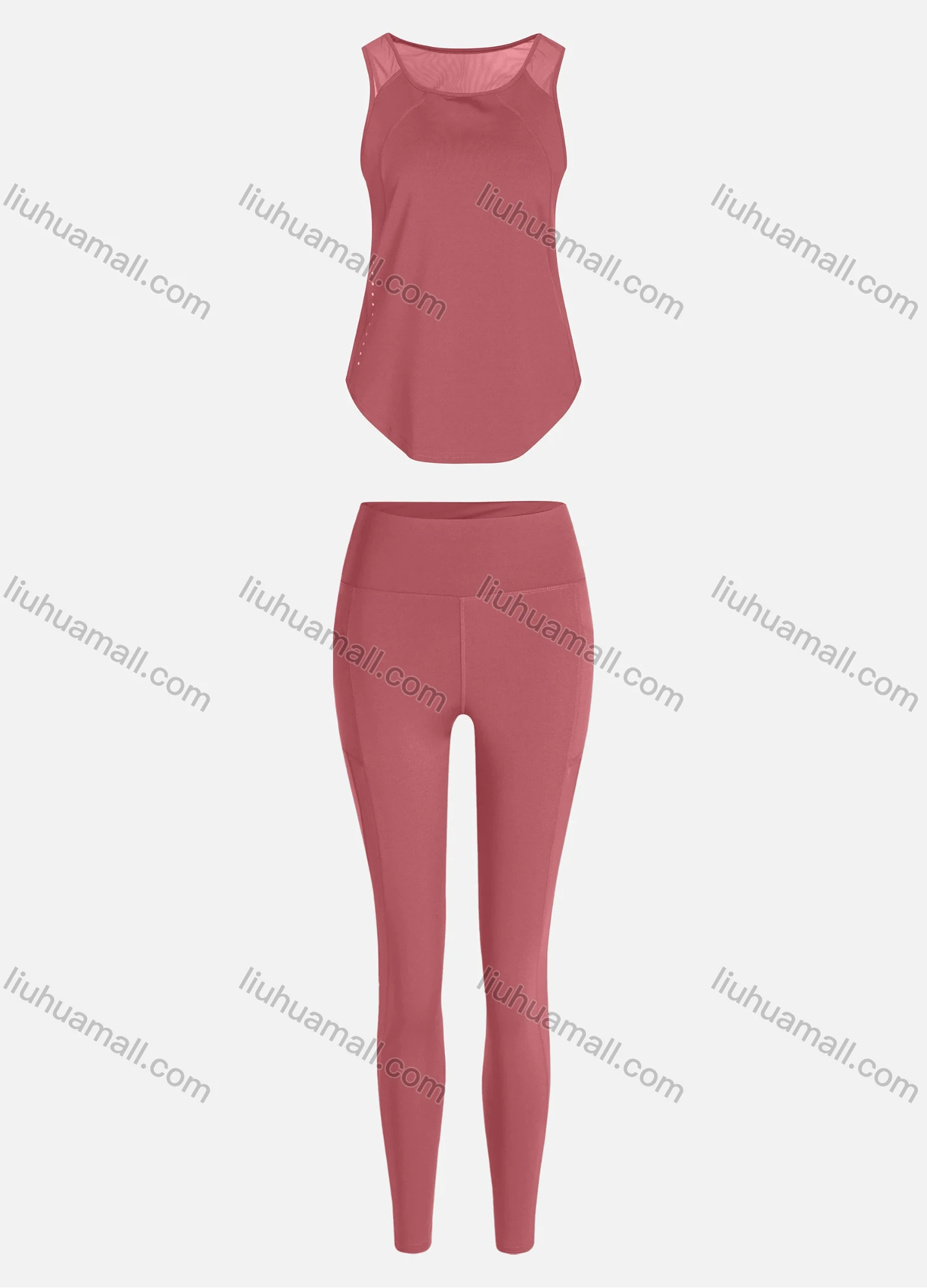 Wholesale Women's Sporty Breathable Mesh Quick Dry Plain Tank Top & Seamless Leggings 2 Piece Yoga Workout Outfits 1008#&1016# - Liuhuamall