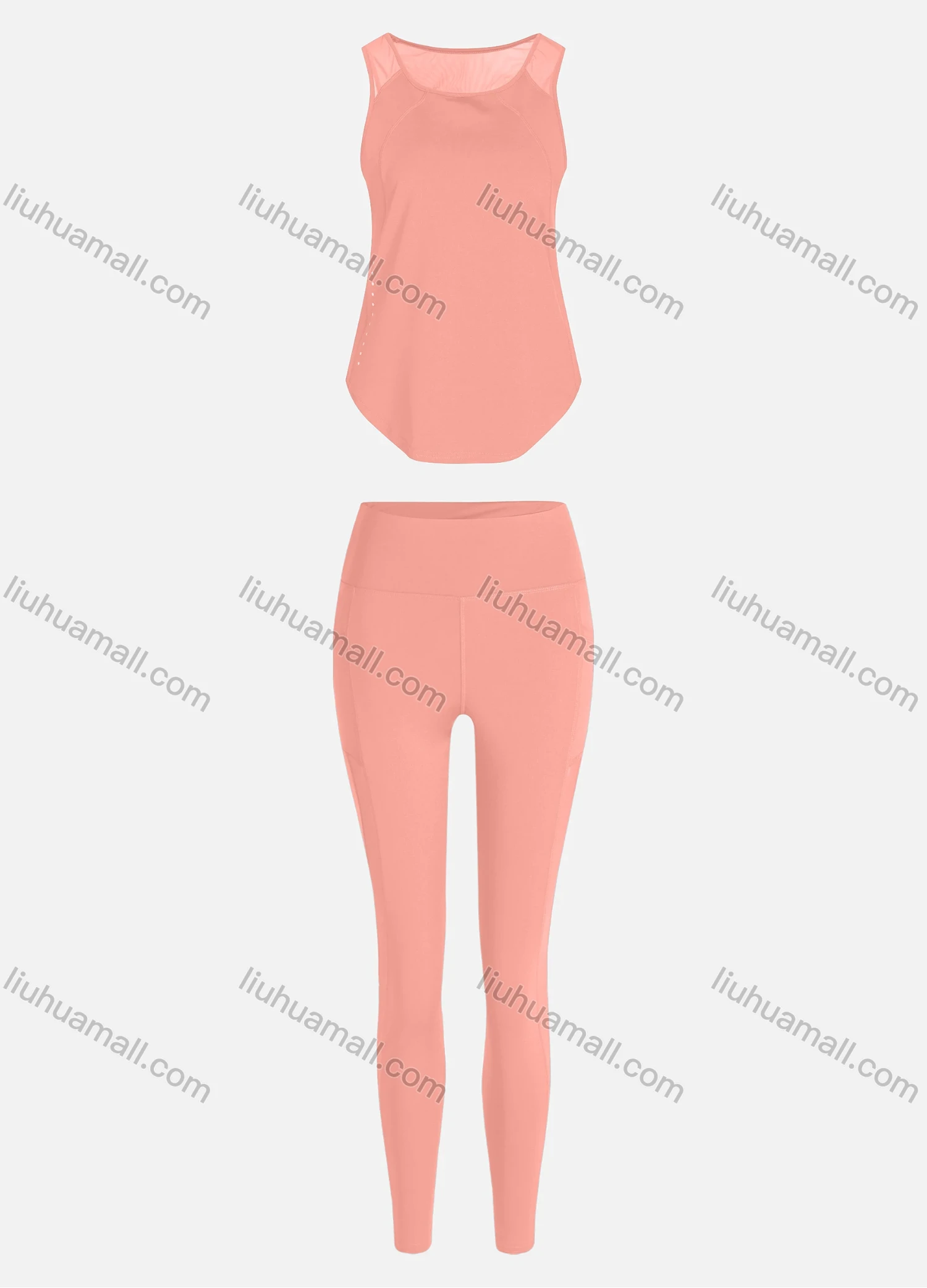 Wholesale Women's Sporty Breathable Mesh Quick Dry Plain Tank Top & Seamless Leggings 2 Piece Yoga Workout Outfits 1008#&1016# - Liuhuamall