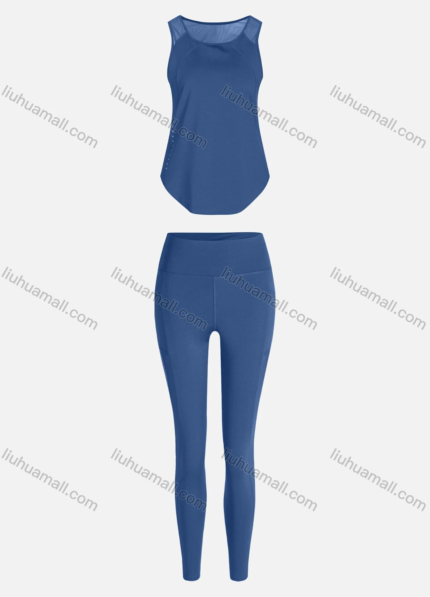 Wholesale Women's Sporty Breathable Mesh Quick Dry Plain Tank Top & Seamless Leggings 2 Piece Yoga Workout Outfits 1008#&1016# - Liuhuamall