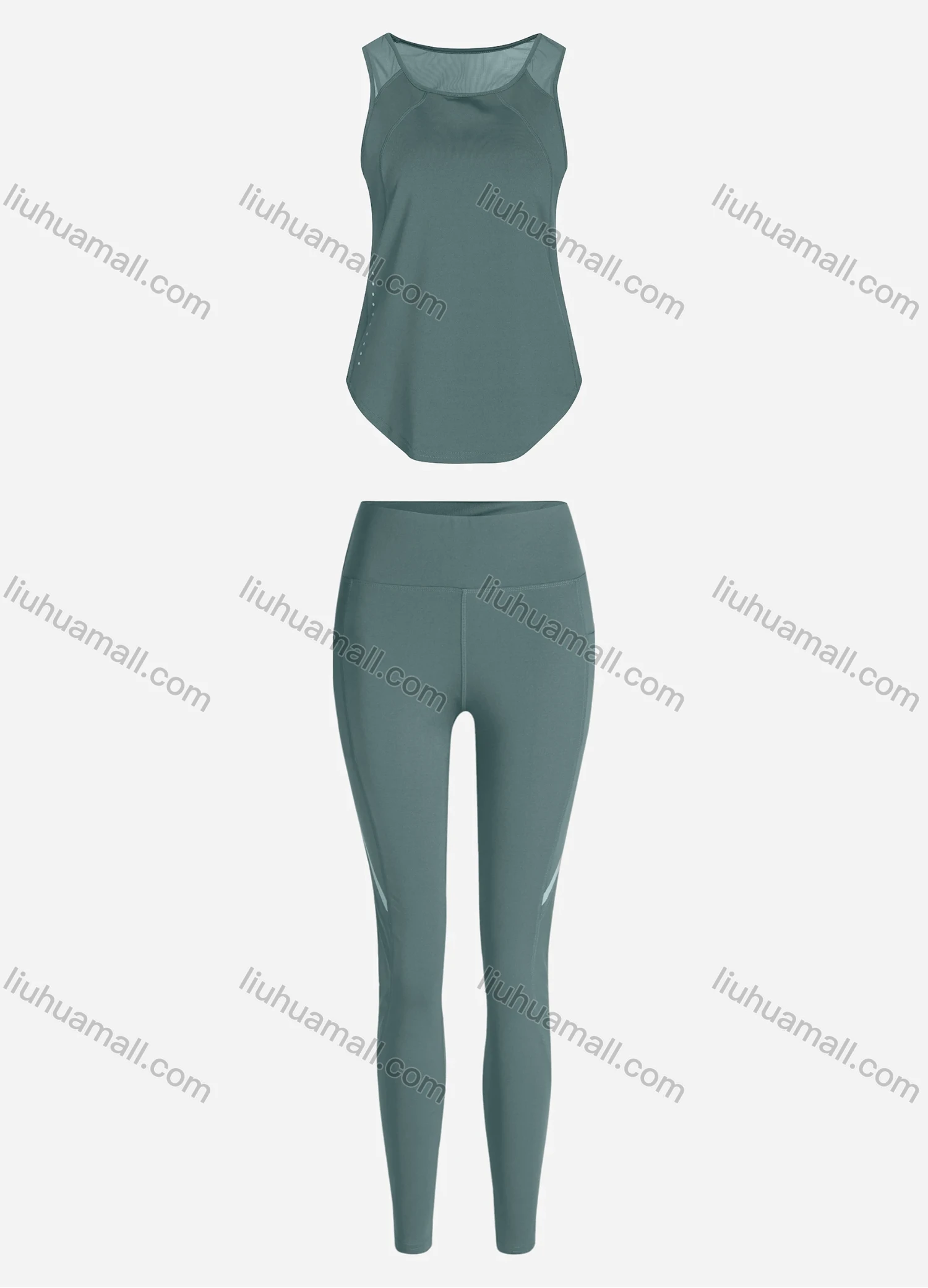 Wholesale Women's Sporty Breathable Mesh Quick Dry Plain Tank Top & Seamless Leggings 2 Piece Yoga Workout Outfits 1006#&1016# - Liuhuamall