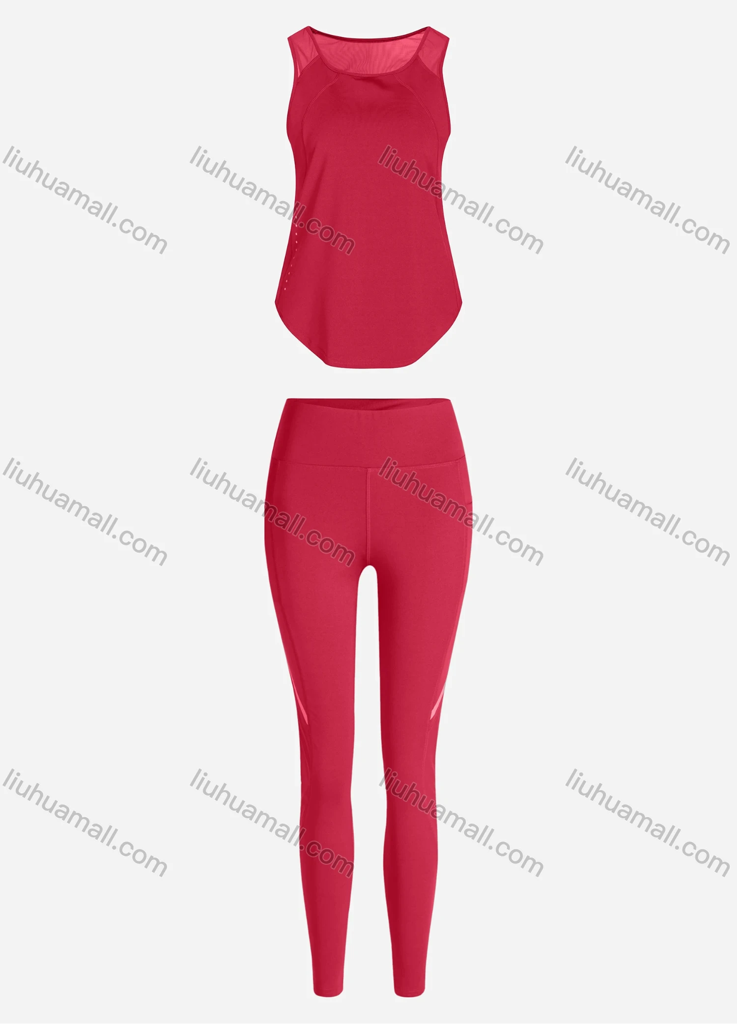 Wholesale Women's Sporty Breathable Mesh Quick Dry Plain Tank Top & Seamless Leggings 2 Piece Yoga Workout Outfits 1006#&1016# - Liuhuamall