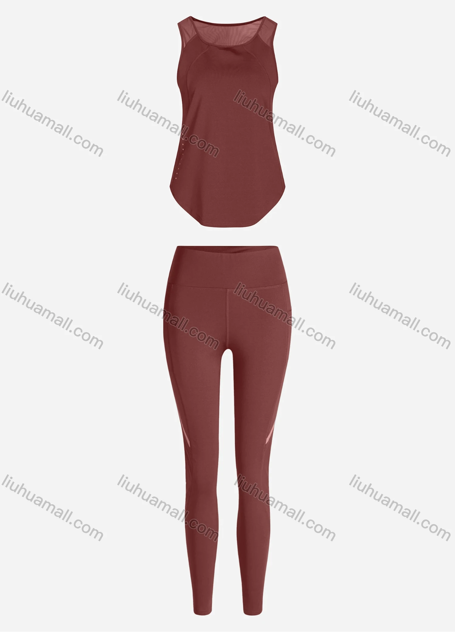 Wholesale Women's Sporty Breathable Mesh Quick Dry Plain Tank Top & Seamless Leggings 2 Piece Yoga Workout Outfits 1006#&1016# - Liuhuamall