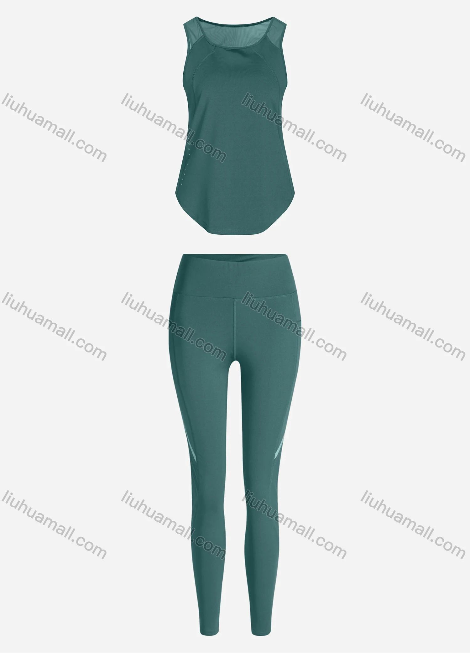 Wholesale Women's Sporty Breathable Mesh Quick Dry Plain Tank Top & Seamless Leggings 2 Piece Yoga Workout Outfits 1006#&1016# - Liuhuamall