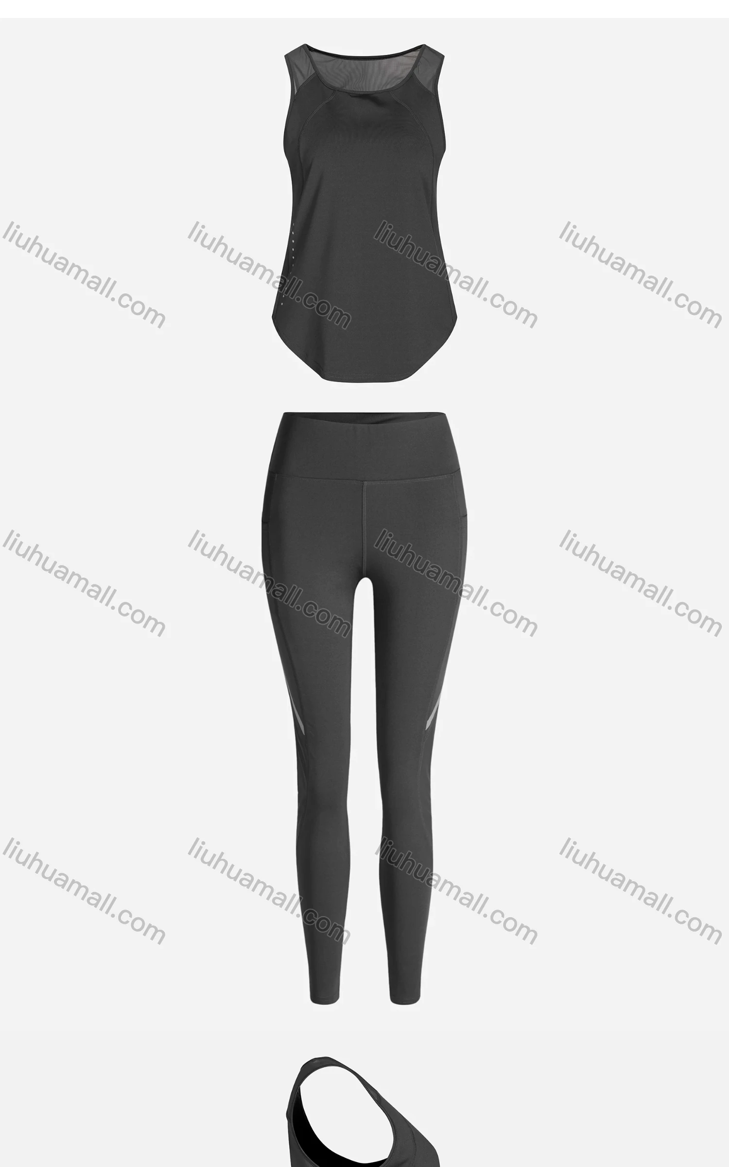Wholesale Women's Sporty Breathable Mesh Quick Dry Plain Tank Top & Seamless Leggings 2 Piece Yoga Workout Outfits 1006#&1016# - Liuhuamall