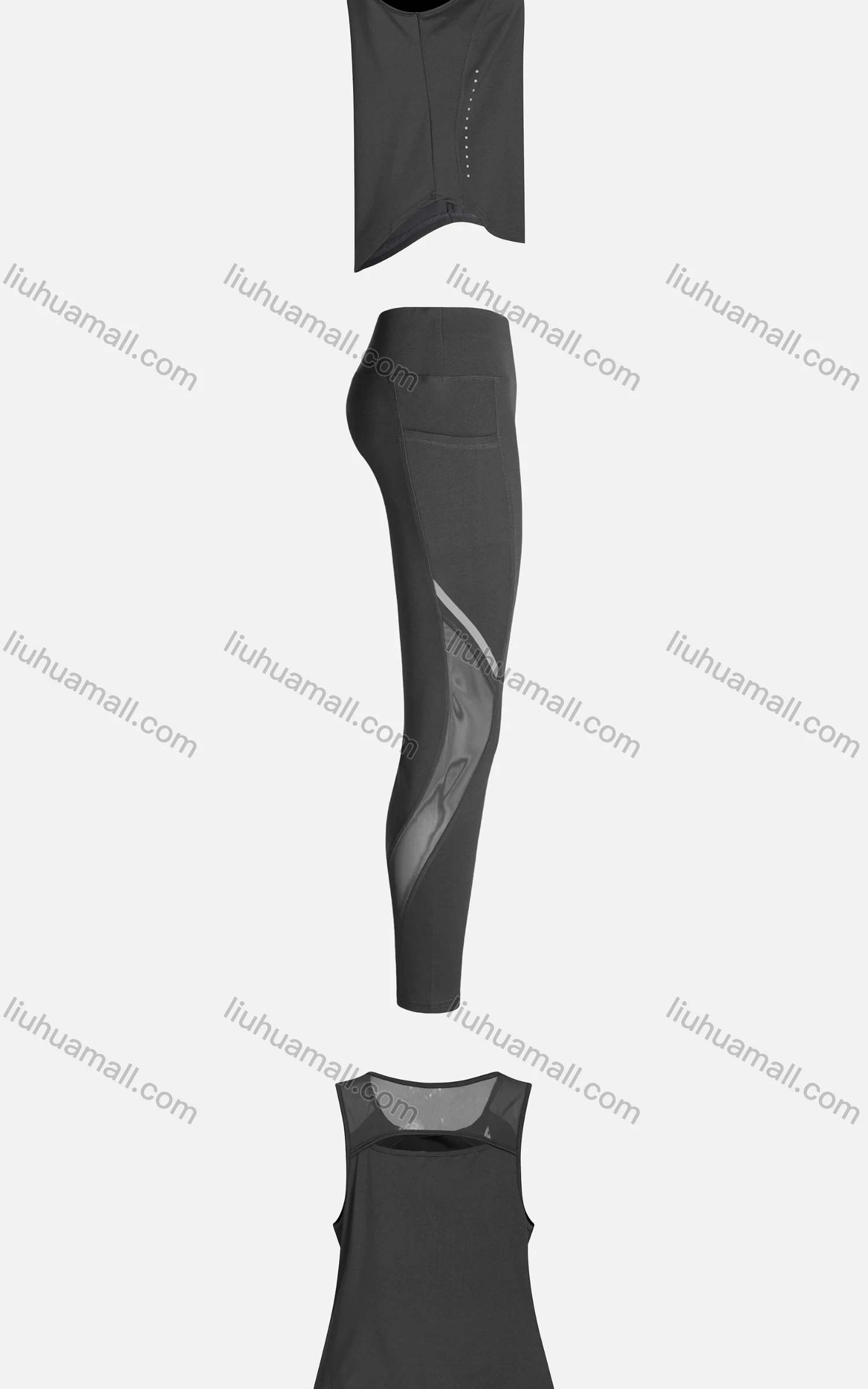 Wholesale Women's Sporty Breathable Mesh Quick Dry Plain Tank Top & Seamless Leggings 2 Piece Yoga Workout Outfits 1006#&1016# - Liuhuamall