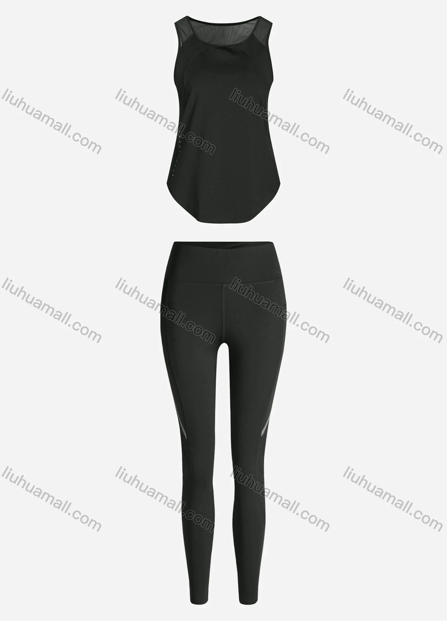 Wholesale Women's Sporty Breathable Mesh Quick Dry Plain Tank Top & Seamless Leggings 2 Piece Yoga Workout Outfits 1006#&1016# - Liuhuamall