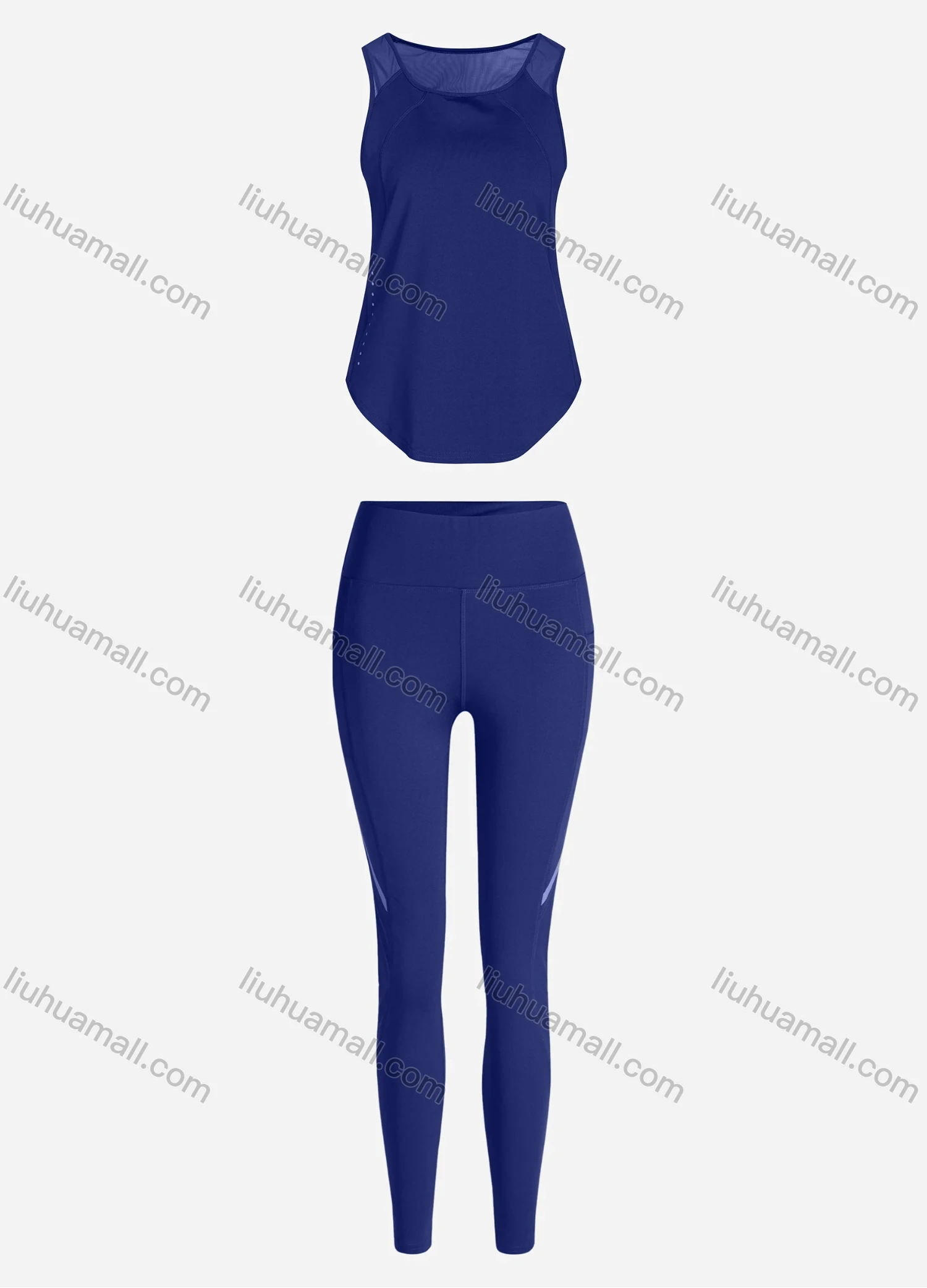 Wholesale Women's Sporty Breathable Mesh Quick Dry Plain Tank Top & Seamless Leggings 2 Piece Yoga Workout Outfits 1006#&1016# - Liuhuamall
