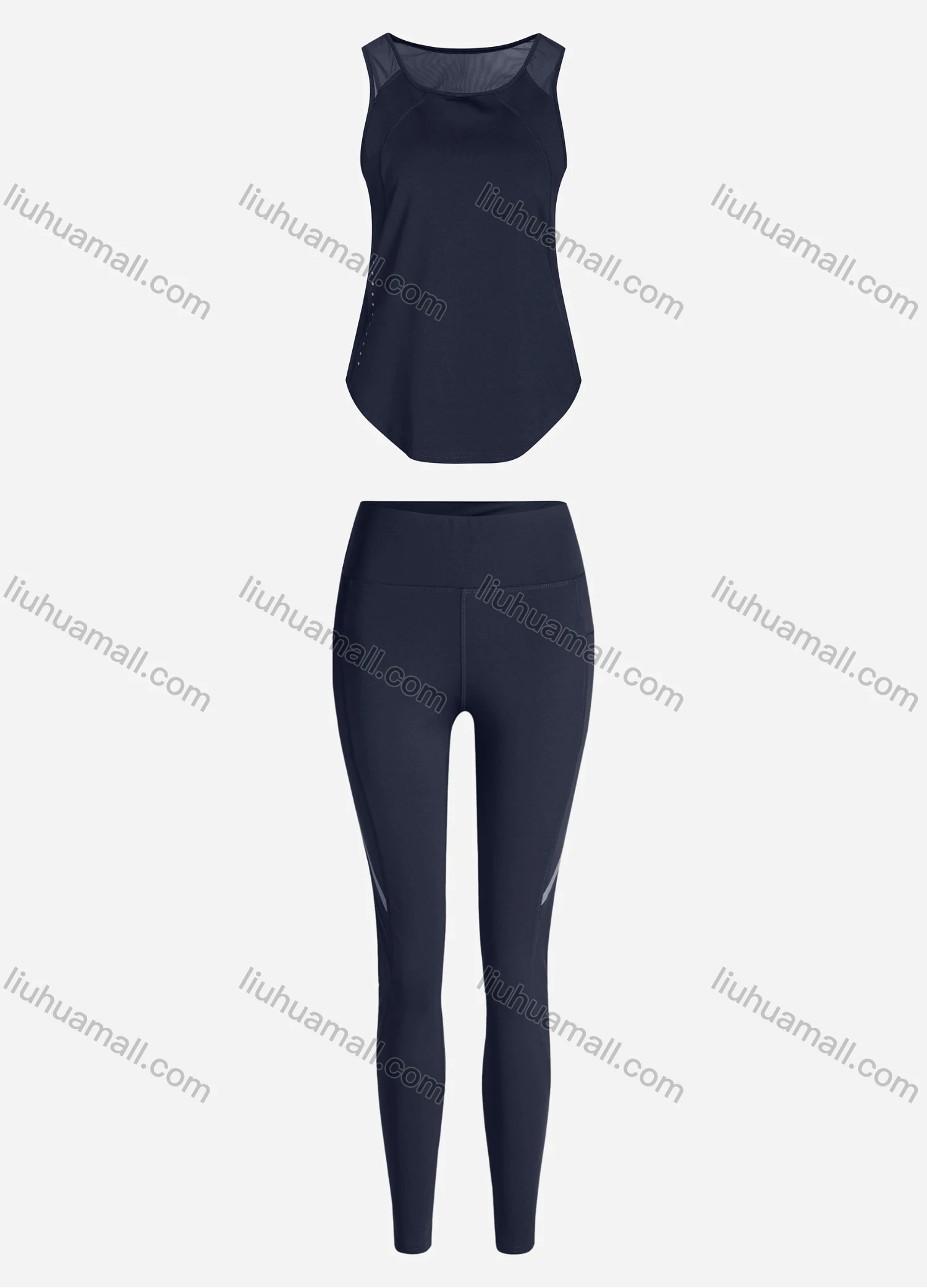 Wholesale Women's Sporty Breathable Mesh Quick Dry Plain Tank Top & Seamless Leggings 2 Piece Yoga Workout Outfits 1006#&1016# - Liuhuamall