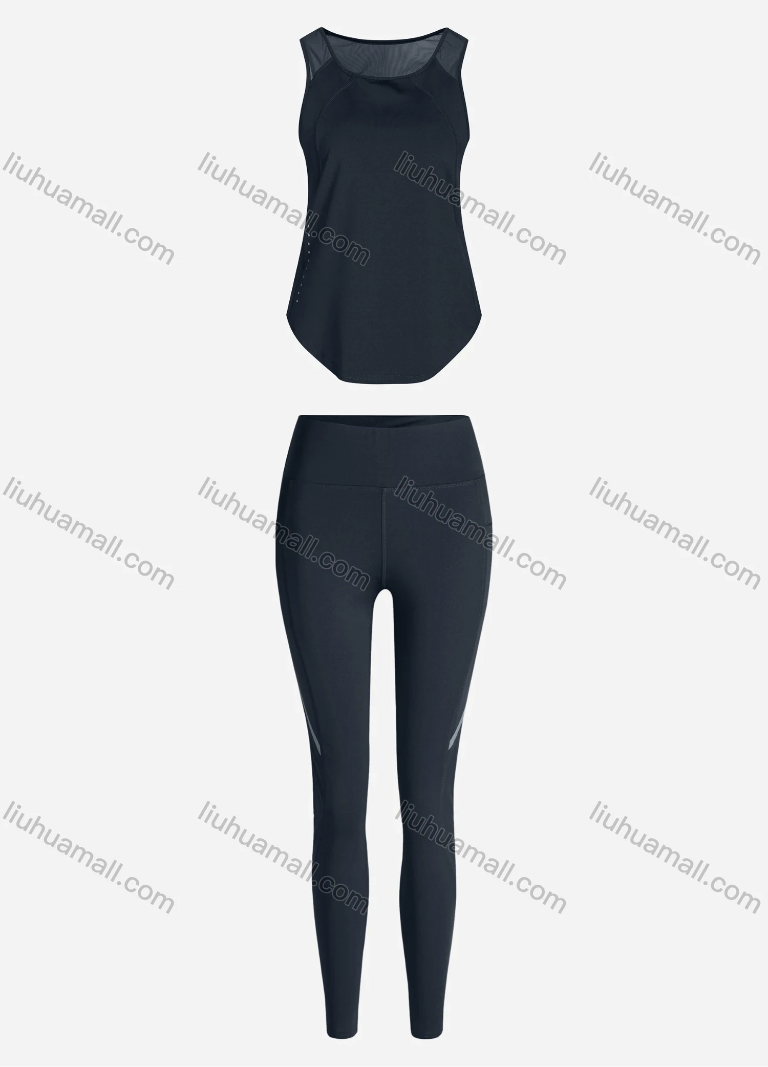 Wholesale Women's Sporty Breathable Mesh Quick Dry Plain Tank Top & Seamless Leggings 2 Piece Yoga Workout Outfits 1006#&1016# - Liuhuamall