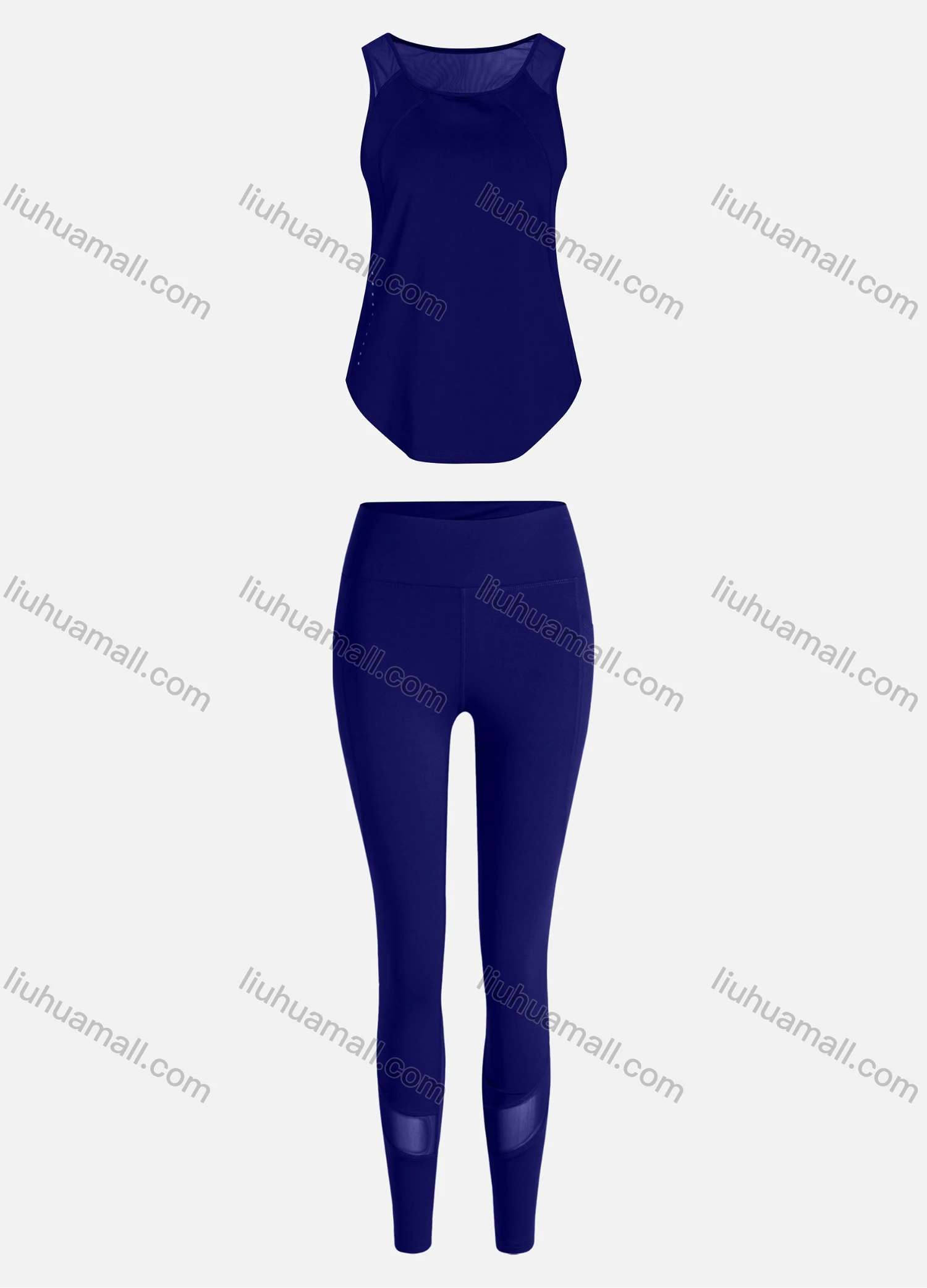 Wholesale Women's Sporty Breathable Mesh Quick Dry Plain Tank Top & Seamless Leggings 2 Piece Yoga Workout Outfits 1007#&1016# - Liuhuamall