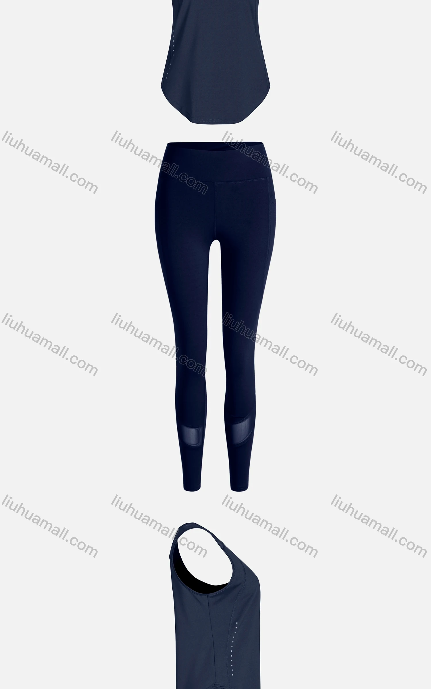 Wholesale Women's Sporty Breathable Mesh Quick Dry Plain Tank Top & Seamless Leggings 2 Piece Yoga Workout Outfits 1007#&1016# - Liuhuamall