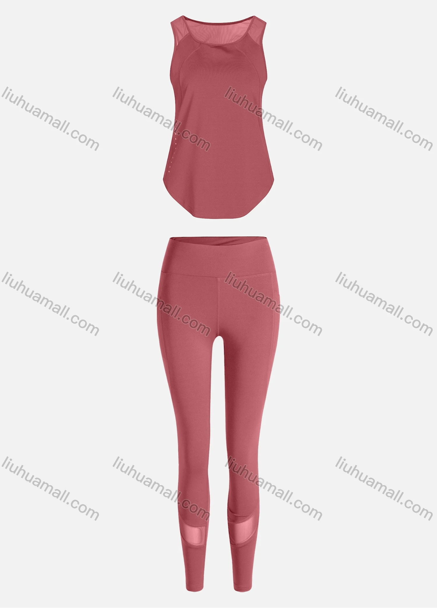 Wholesale Women's Sporty Breathable Mesh Quick Dry Plain Tank Top & Seamless Leggings 2 Piece Yoga Workout Outfits 1007#&1016# - Liuhuamall