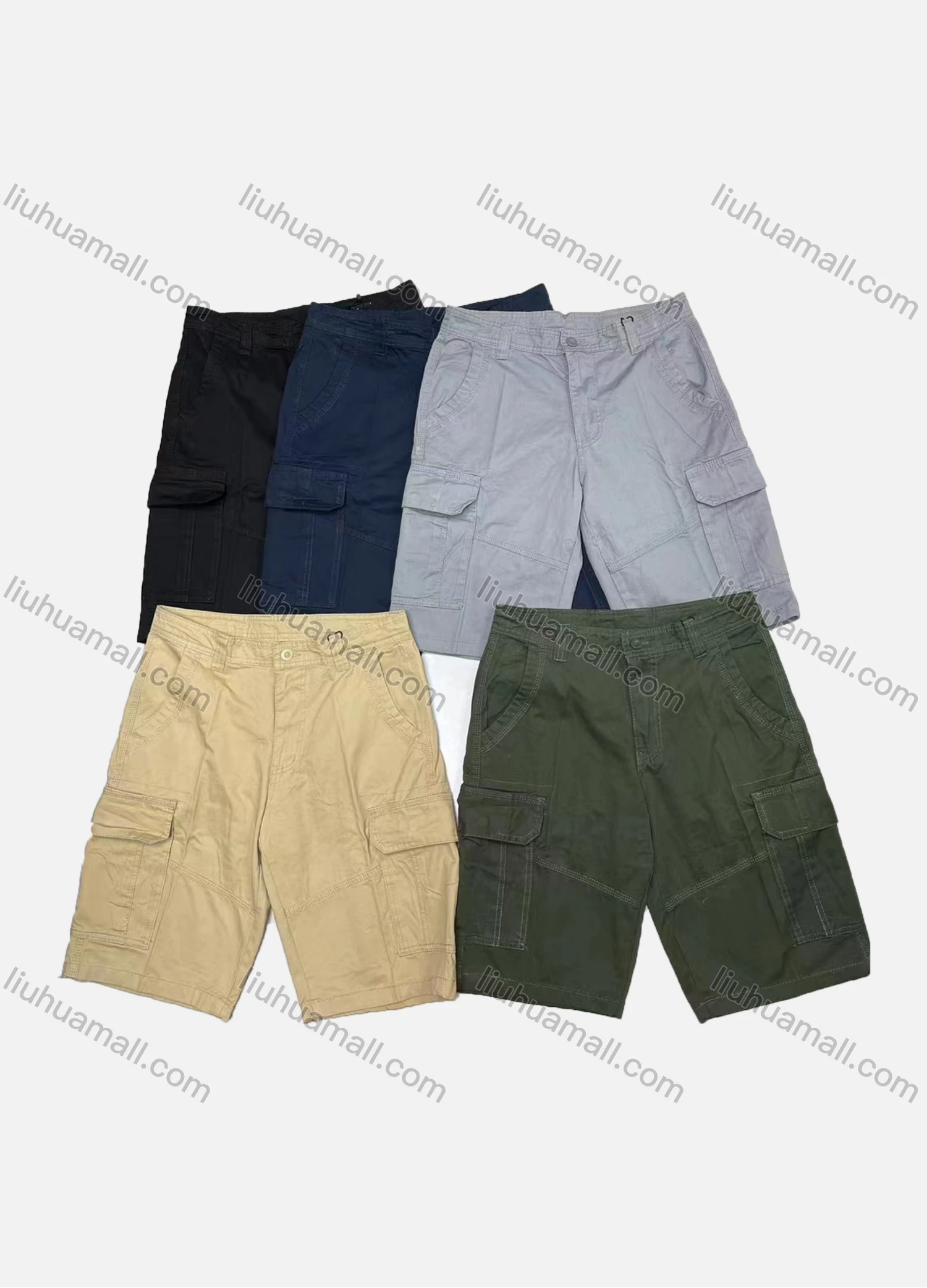 Wholesale Men's Casual Plain Multiple Pockets Shorts 98651# - Liuhuamall