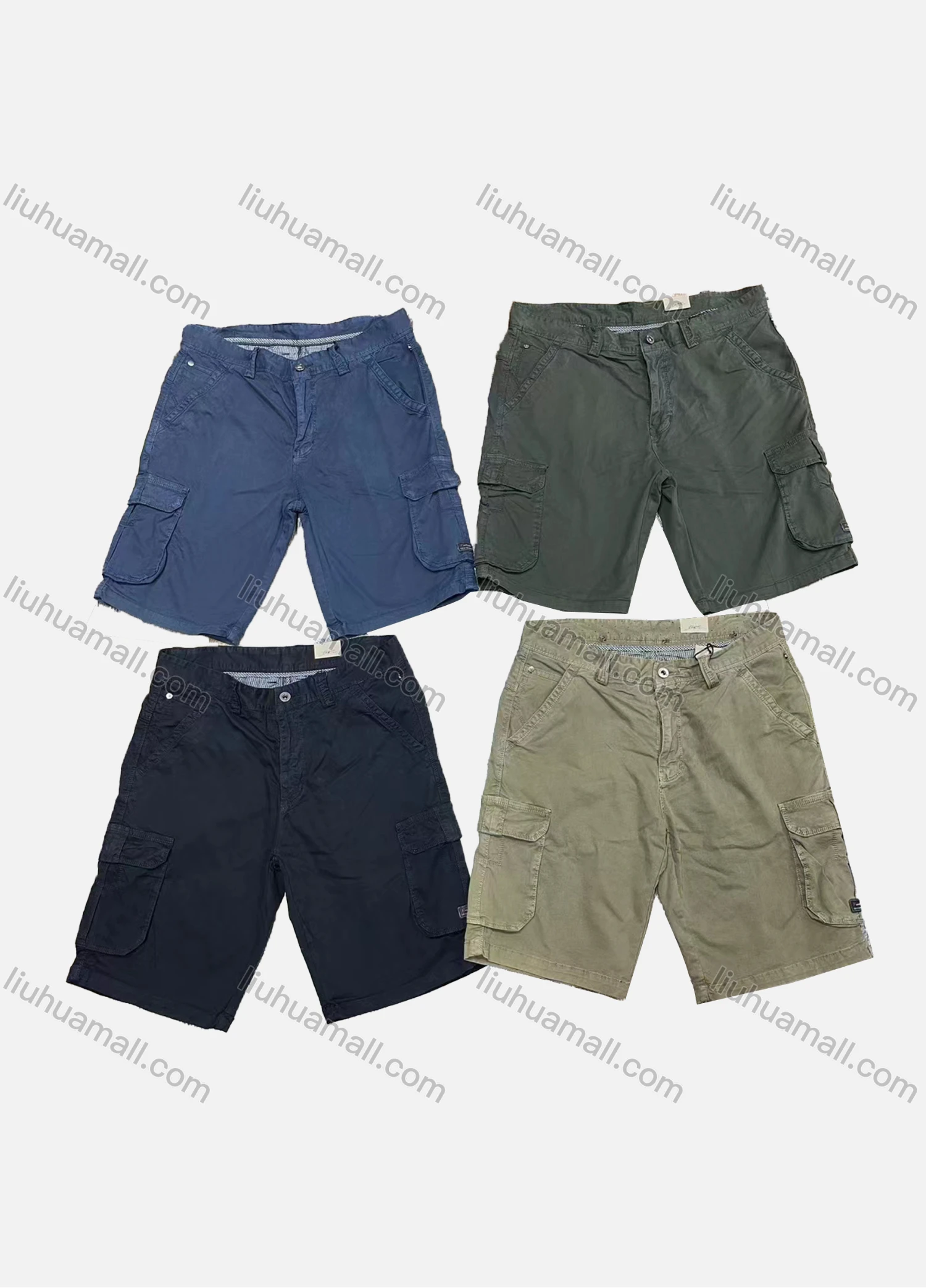 Wholesale Men's Casual Plain Multiple Pockets Shorts L6081# - Liuhuamall
