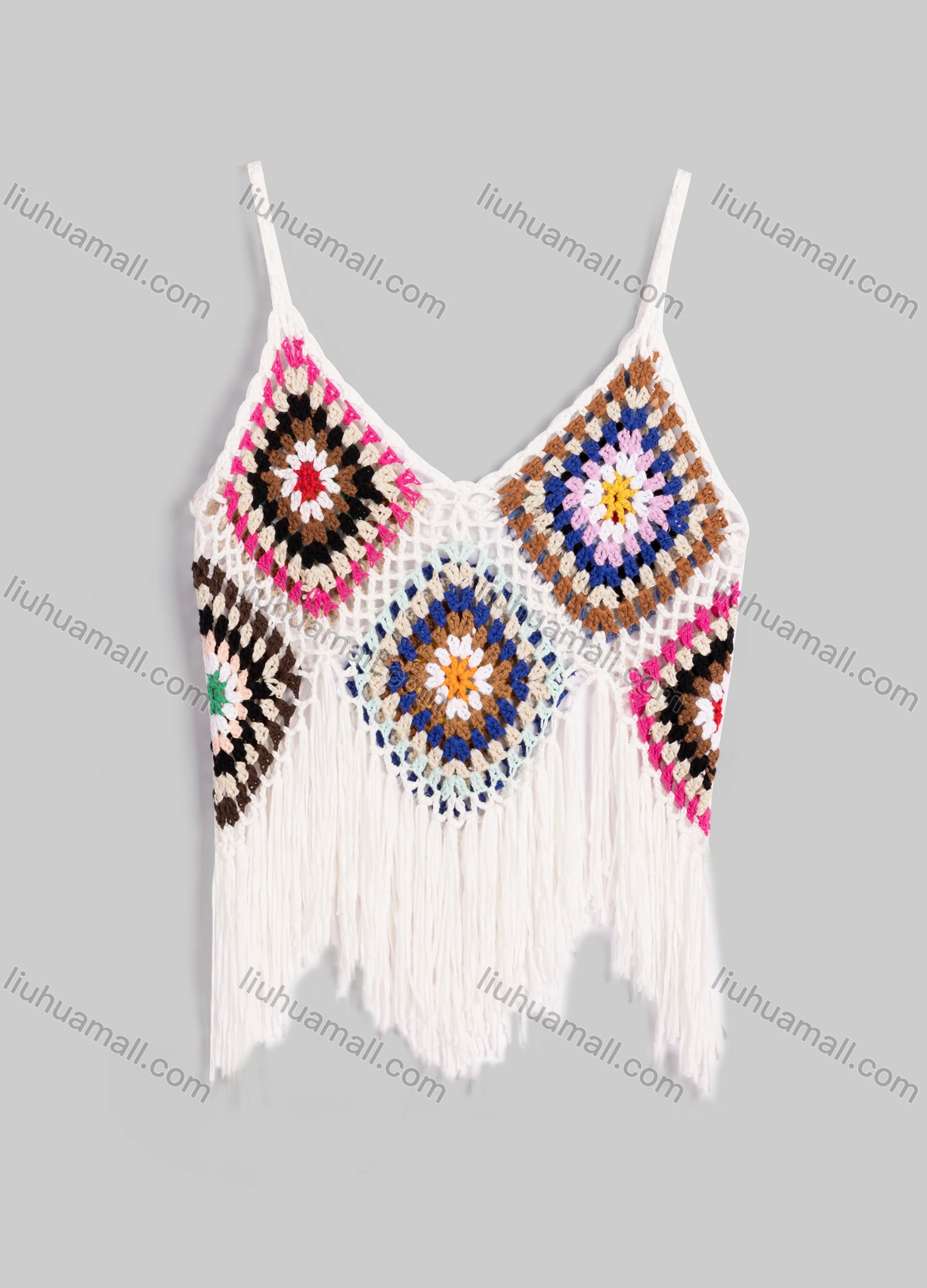 Wholesale Women's Scarf Hem Crochet Floral Cami Cover Up Top A307# - Liuhuamall