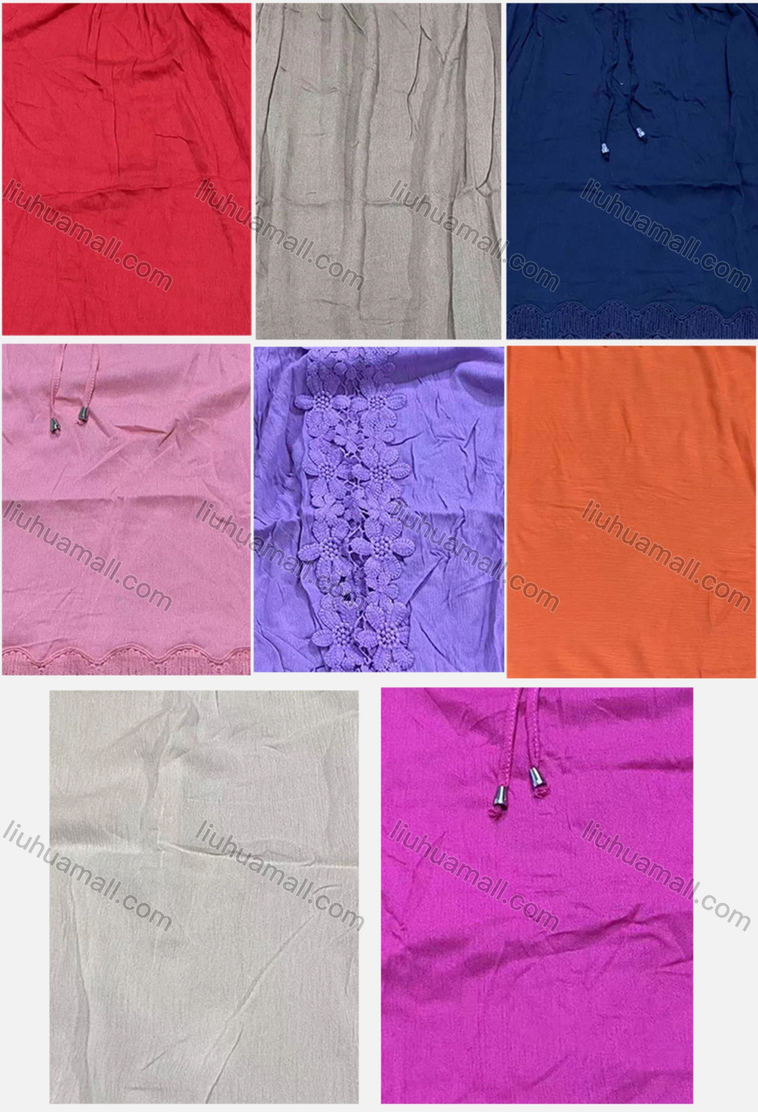 Wholesale Women's Casual Crew Neck Short Sleeve Lace Up Guipure Lace Blouse BH-05# - Liuhuamall