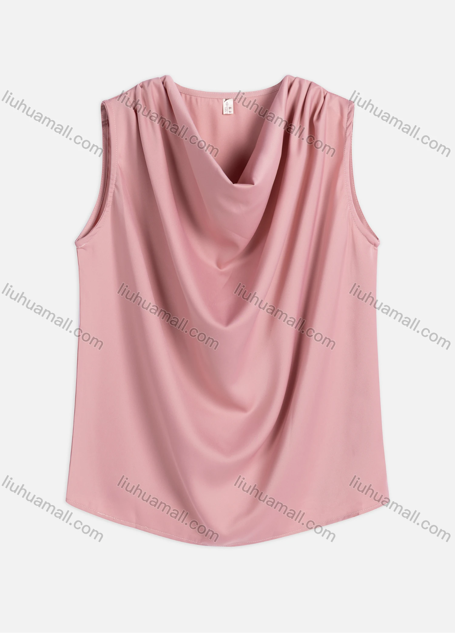Wholesale Women's Summer Plain Casual Satin Sleeveless Cowl Neck Blouse 2106# - Liuhuamall