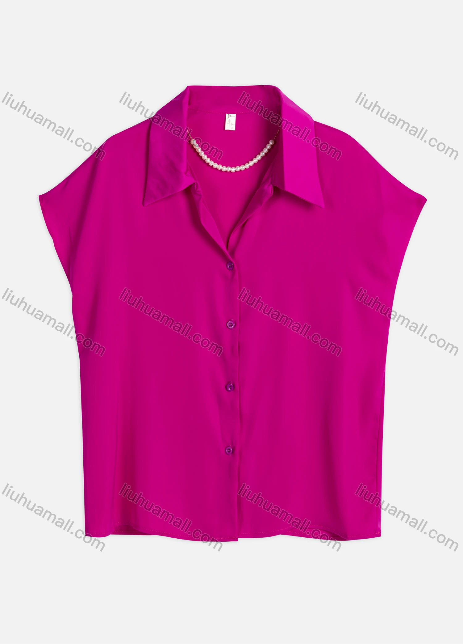 Wholesale Women's Casual Plain Necklace Included Top Leisure Regular Fit Shirt 8830# - Liuhuamall