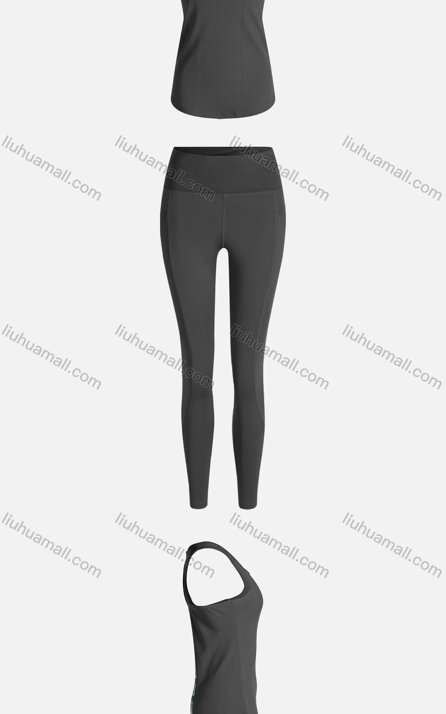 Wholesale Women's Sporty Breathable Quick Dry Letter Tank Top & High Waist Leggings 2 Piece Yoga Workout Outfits 1008#&1010# - Liuhuamall