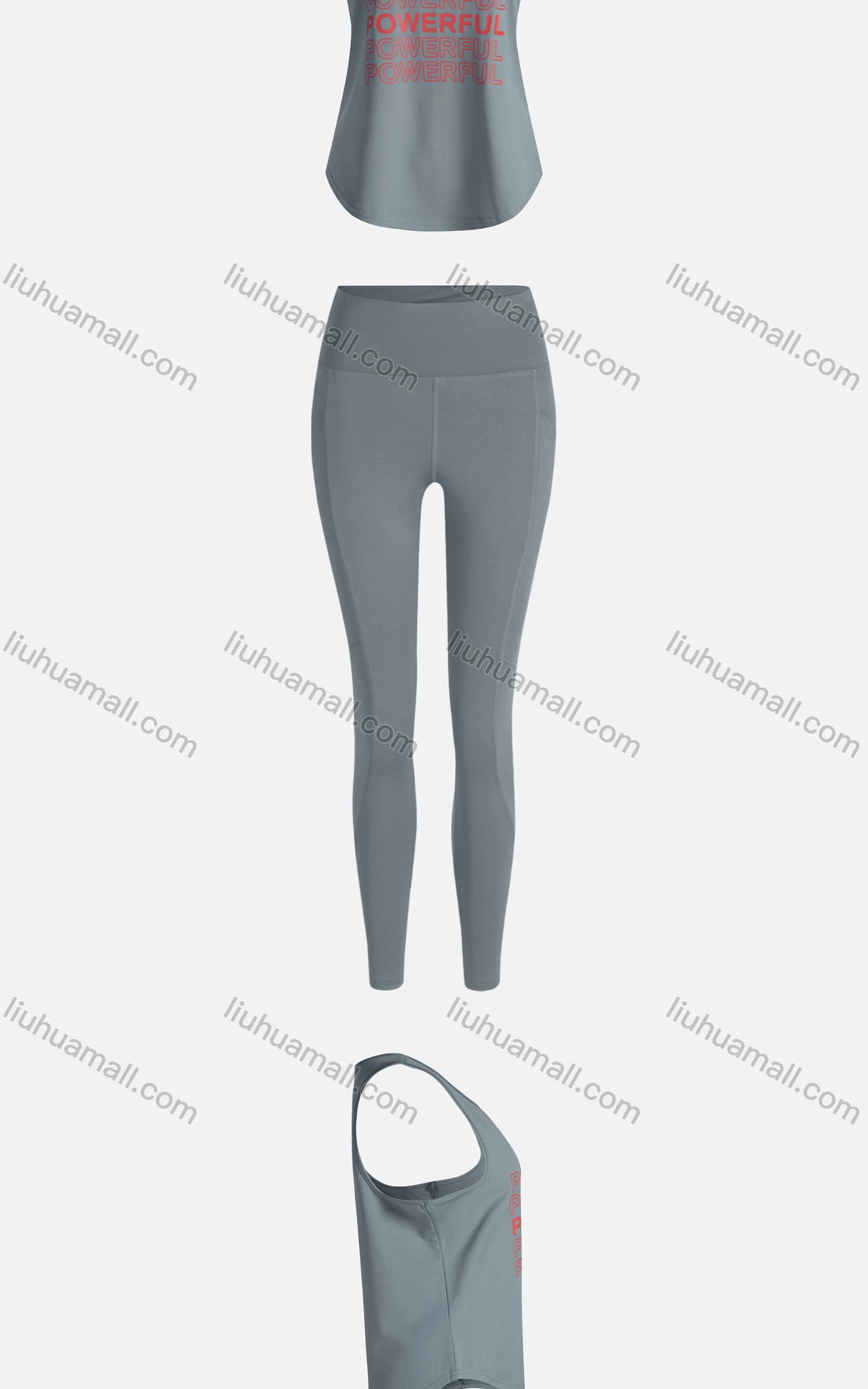 Wholesale Women's Sporty Breathable Quick Dry Letter Tank Top & High Waist Leggings 2 Piece Yoga Workout Outfits 1008#&1011# - Liuhuamall