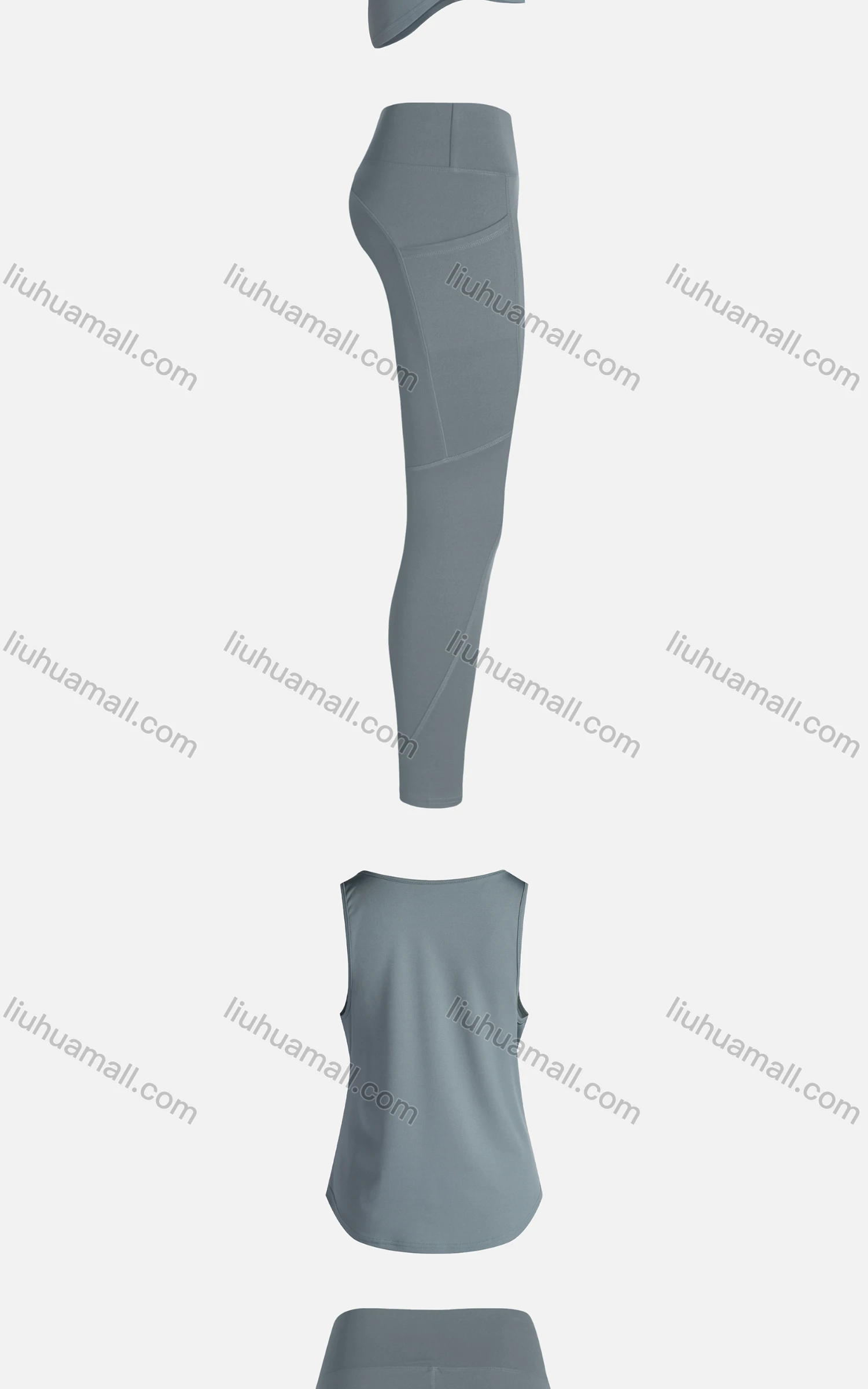 Wholesale Women's Sporty Breathable Quick Dry Letter Tank Top & High Waist Leggings 2 Piece Yoga Workout Outfits 1008#&1011# - Liuhuamall