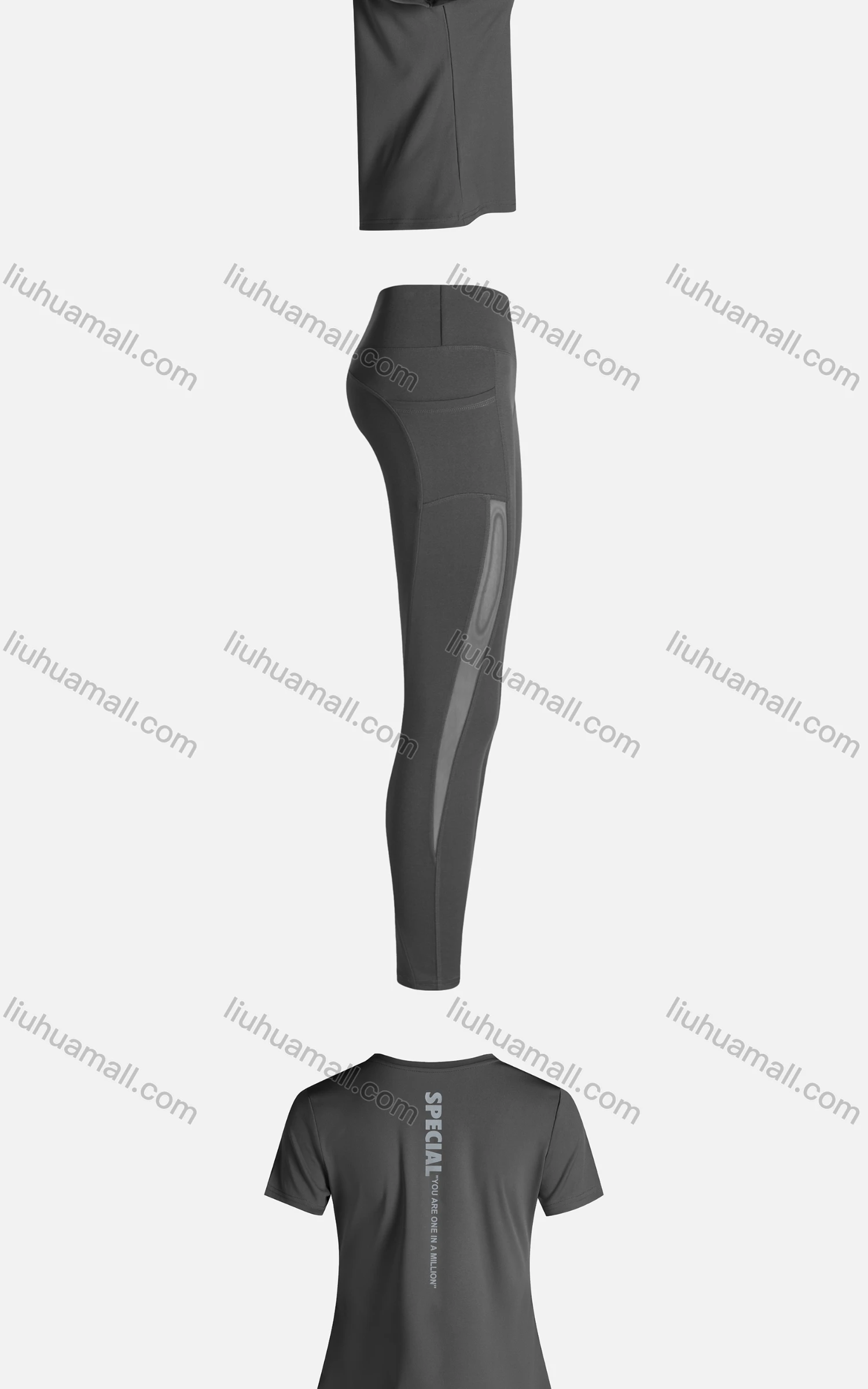 Wholesale Women's Sporty Breathable Quick Dry Letter T-shirt & High Waist Leggings 2 Piece Yoga Workout Outfits 1009#&1015# - Liuhuamall