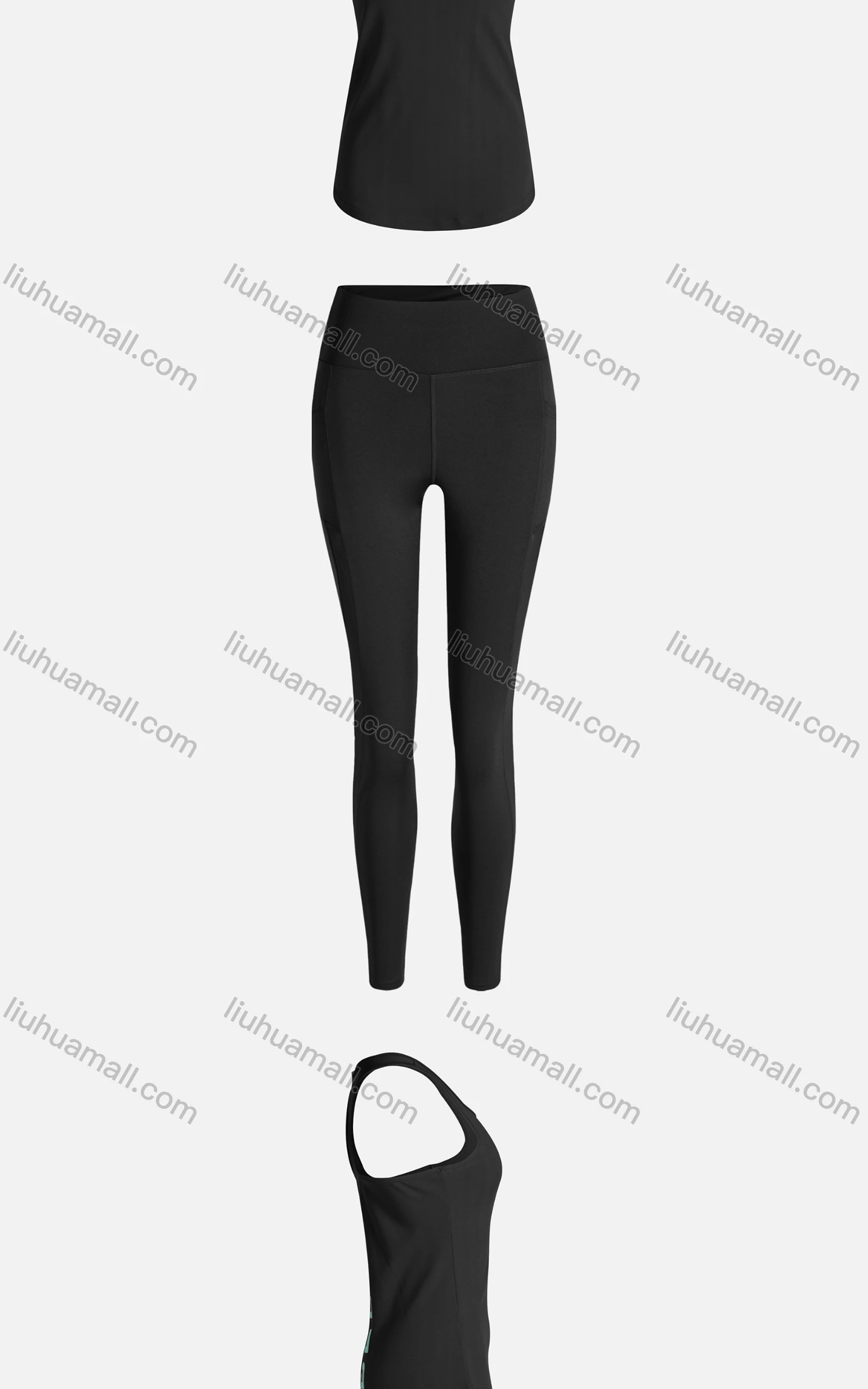 Wholesale Women's Sporty Breathable Quick Dry Letter Tank Top & High Waist Leggings 2 Piece Yoga Workout Outfits 1009#&1010# - Liuhuamall