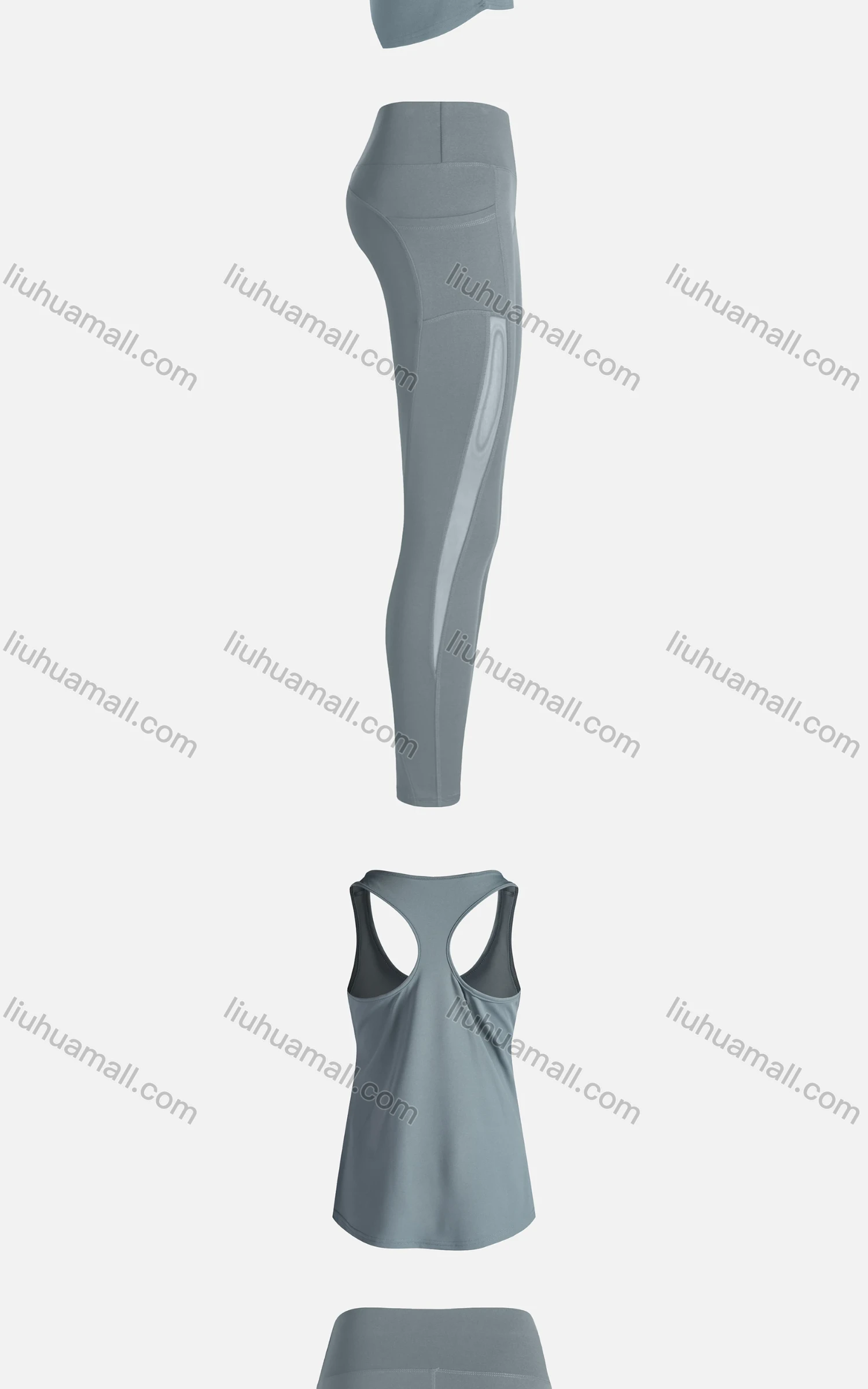 Wholesale Women's Sporty Breathable Quick Dry Letter Tank Top & High Waist Leggings 2 Piece Yoga Workout Outfits 1009#&1011# - Liuhuamall