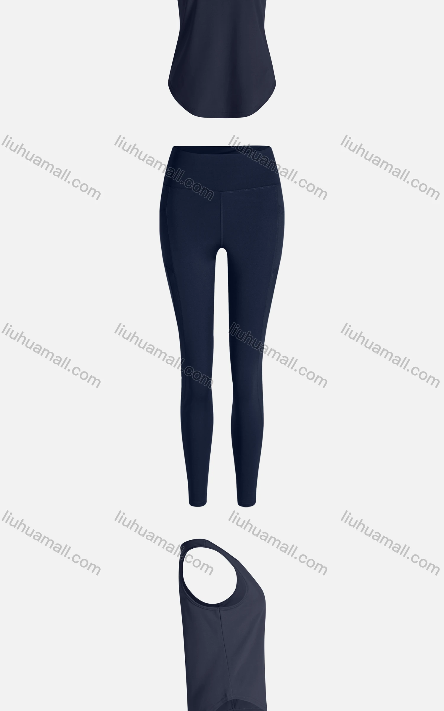 Wholesale Women's Sporty Breathable Quick Dry Geometric Tank Top & High Waist Leggings 2 Piece Yoga Workout Outfits 1009#&1012# - Liuhuamall