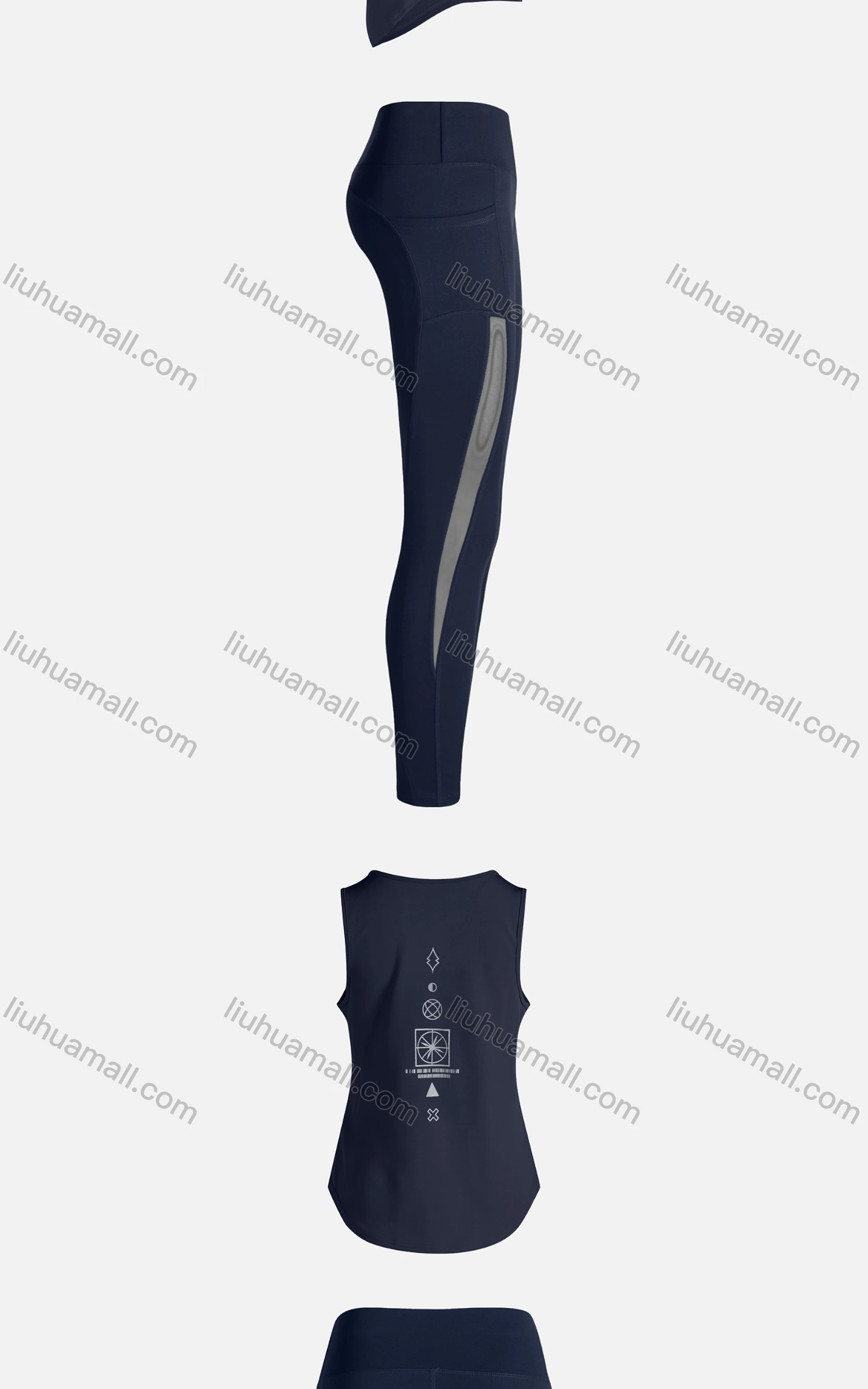 Wholesale Women's Sporty Breathable Quick Dry Geometric Tank Top & High Waist Leggings 2 Piece Yoga Workout Outfits 1009#&1012# - Liuhuamall