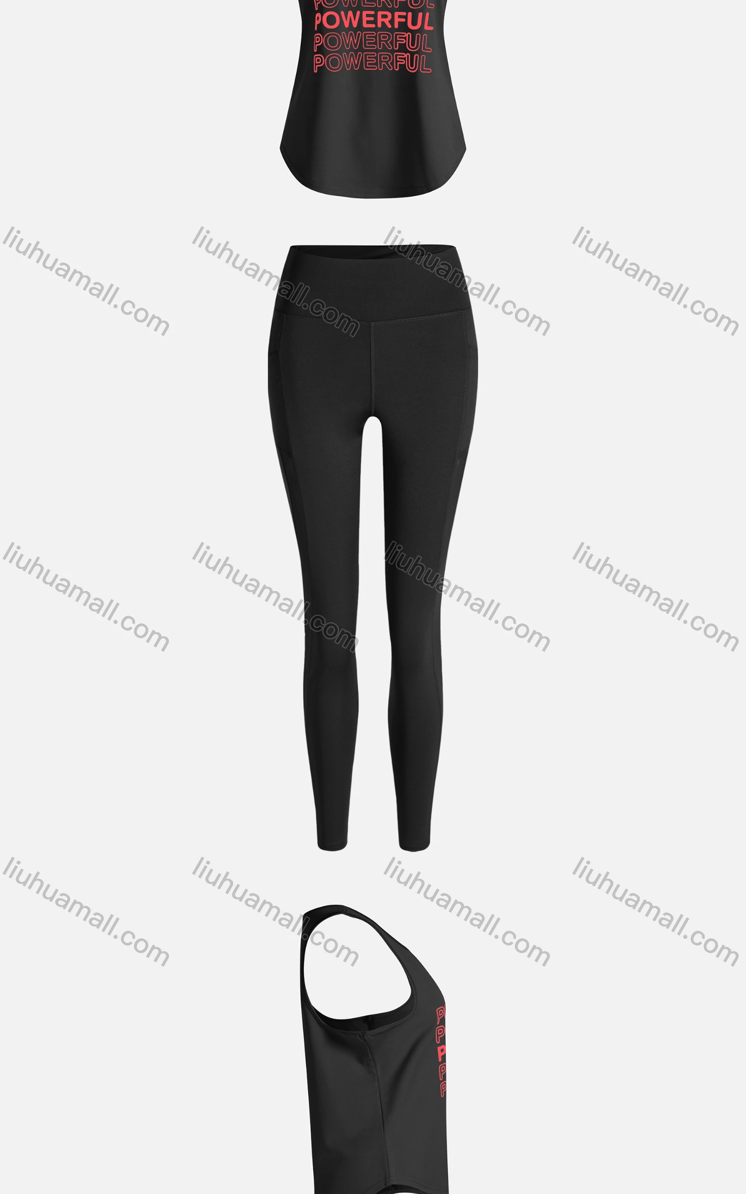 Wholesale Women's Sporty Breathable Quick Dry Letter Tank Top & High Waist Leggings 2 Piece Yoga Workout Outfits 1009#&1013# - Liuhuamall