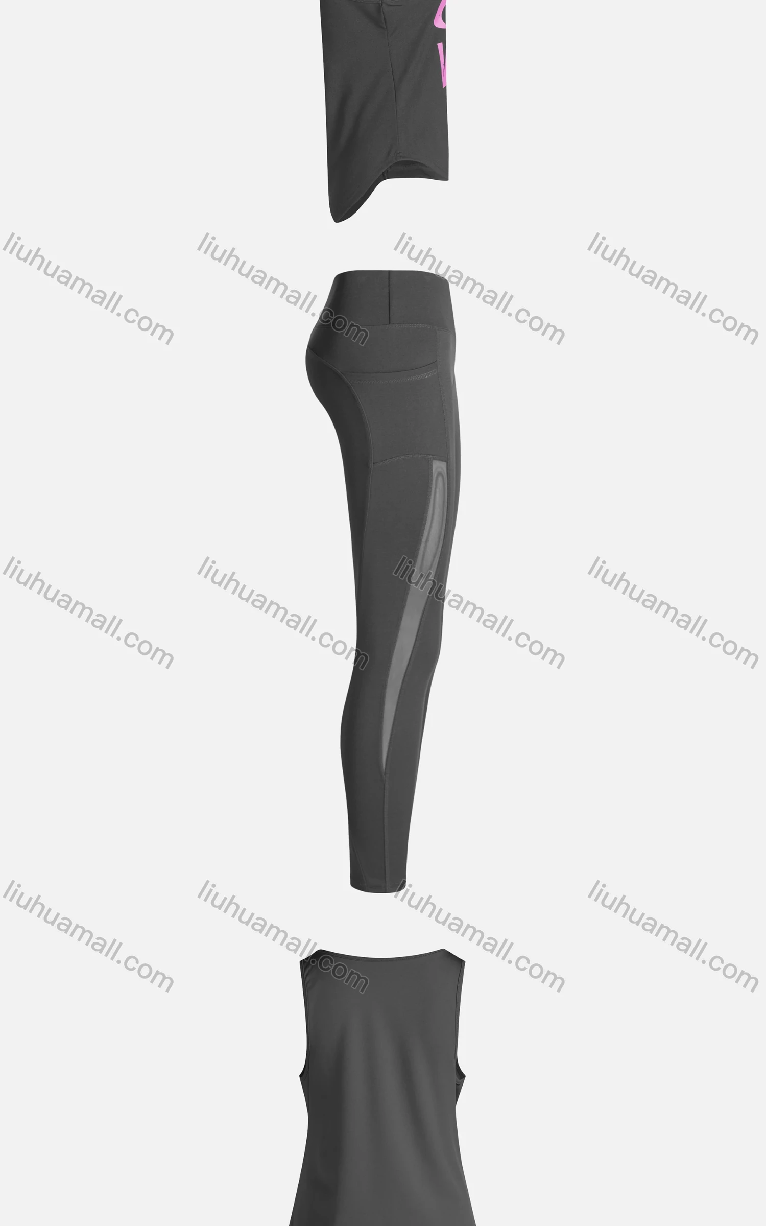 Wholesale Women's Sporty Breathable Quick Dry Letter Tank Top & High Waist Leggings 2 Piece Yoga Workout Outfits 1009#&1014# - Liuhuamall