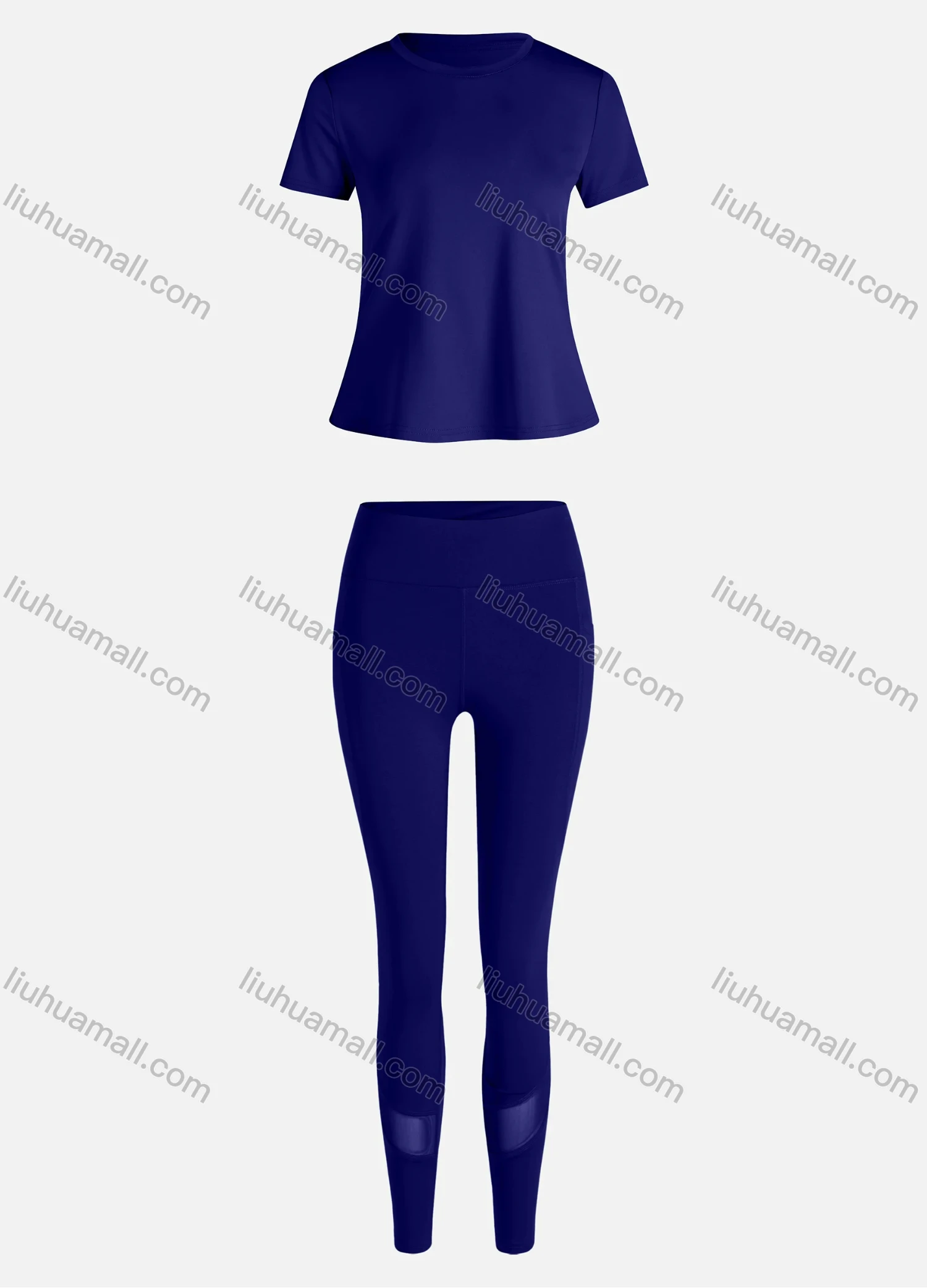 Wholesale Women's Sporty Breathable Quick Dry Letter T-shirt & High Waist Leggings 2 Piece Yoga Workout Outfits 1007#&1015# - Liuhuamall