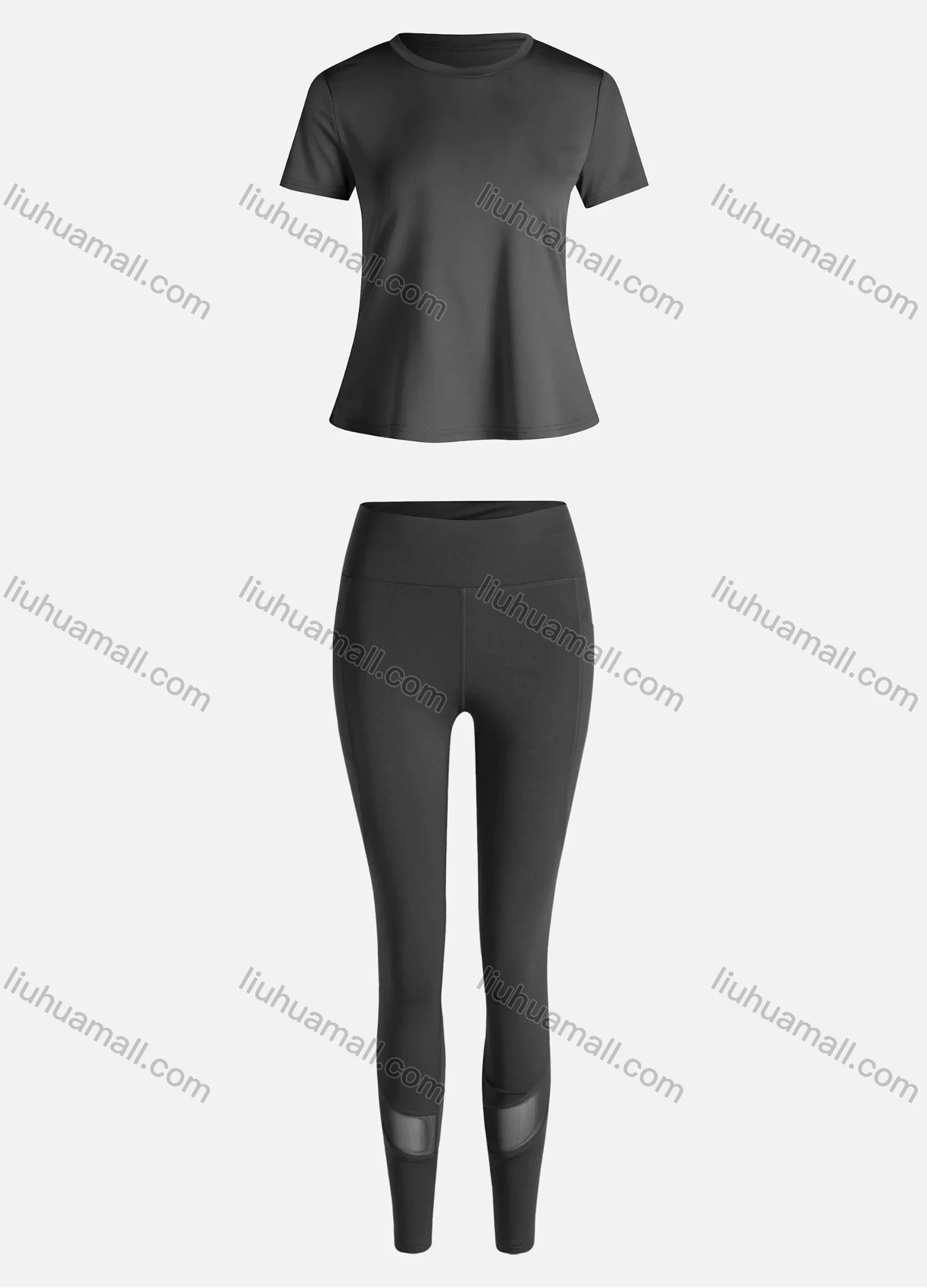 Wholesale Women's Sporty Breathable Quick Dry Letter T-shirt & High Waist Leggings 2 Piece Yoga Workout Outfits 1007#&1015# - Liuhuamall