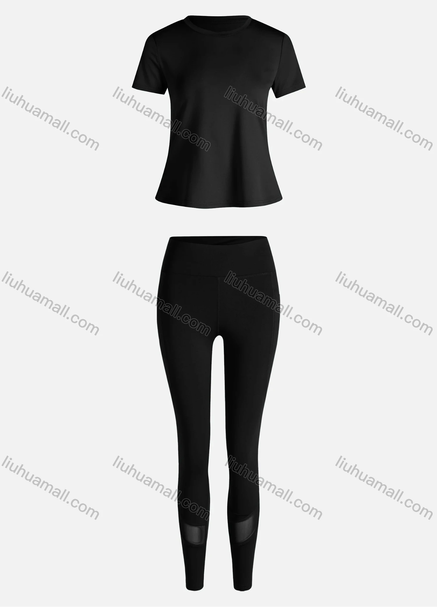 Wholesale Women's Sporty Breathable Quick Dry Letter T-shirt & High Waist Leggings 2 Piece Yoga Workout Outfits 1007#&1015# - Liuhuamall