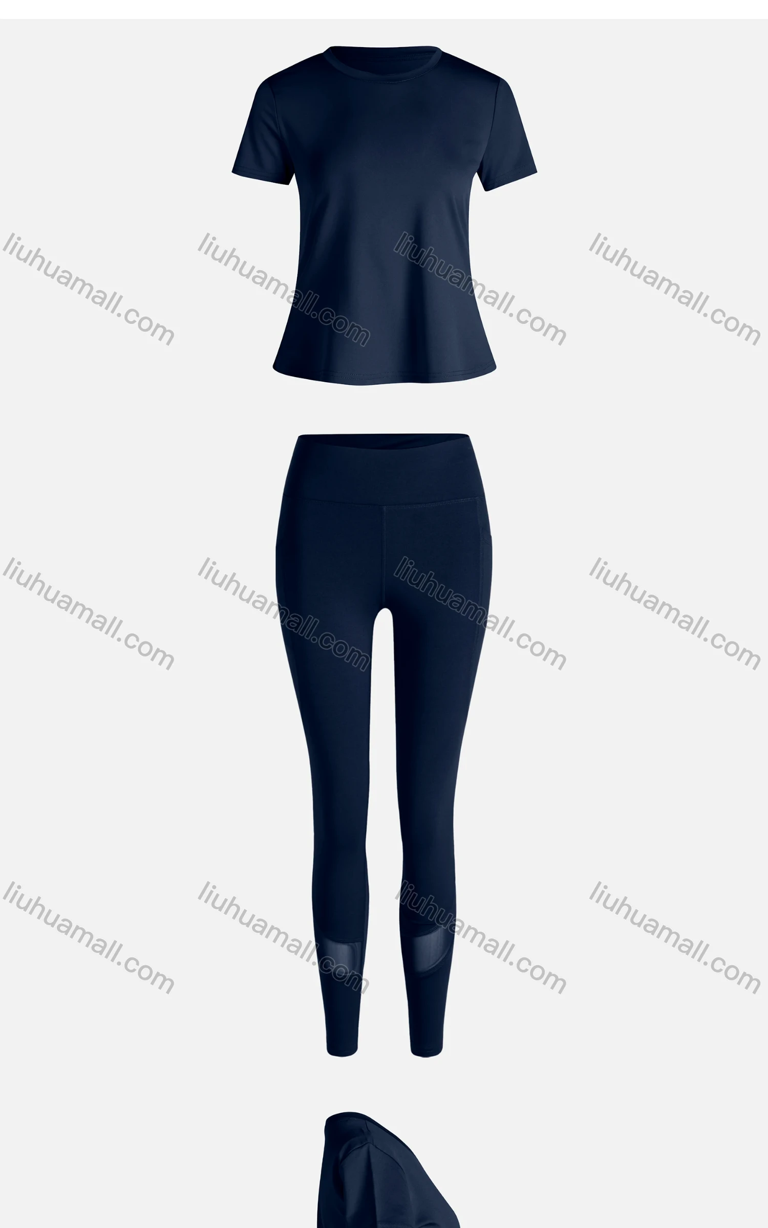 Wholesale Women's Sporty Breathable Quick Dry Letter T-shirt & High Waist Leggings 2 Piece Yoga Workout Outfits 1007#&1015# - Liuhuamall