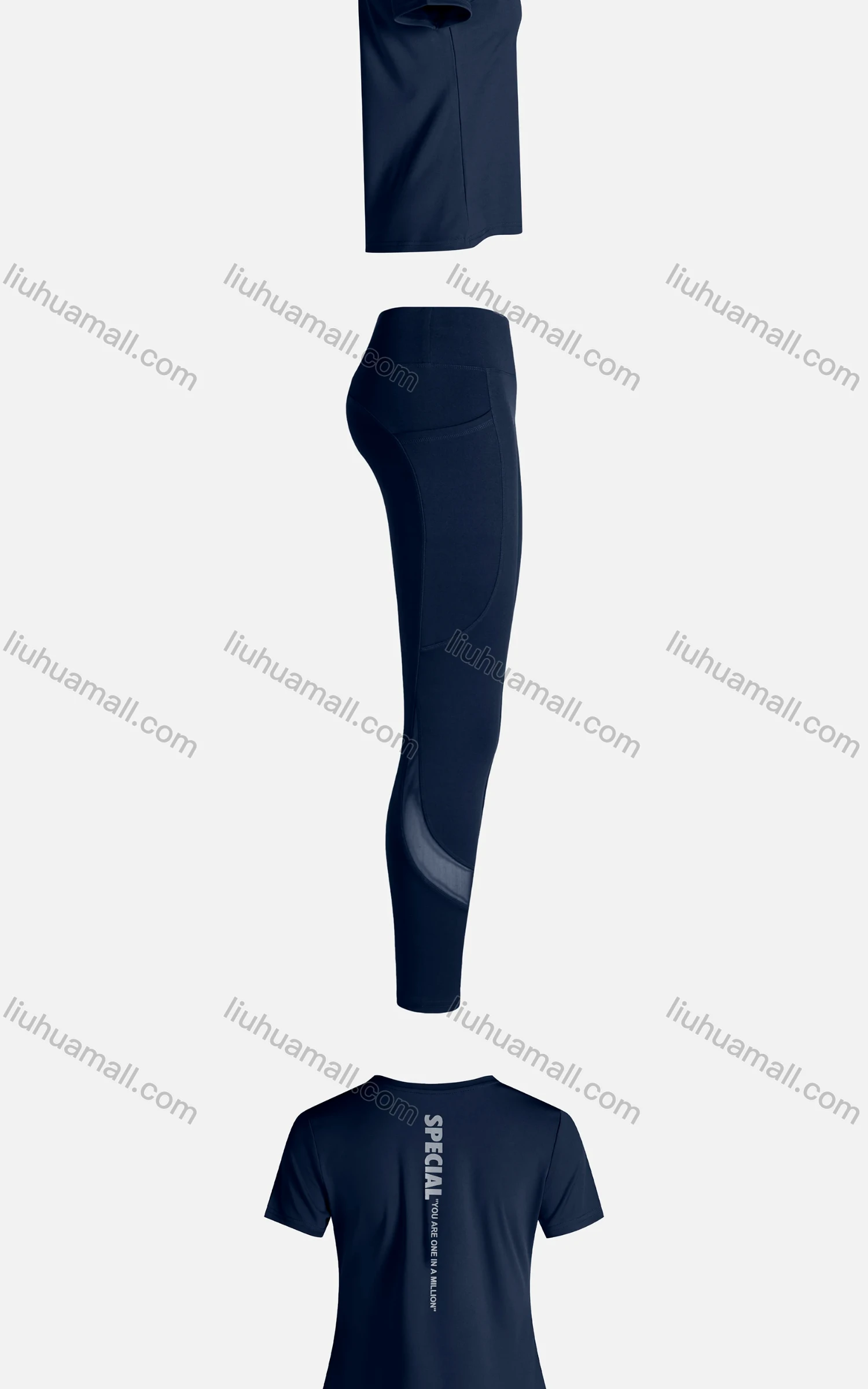 Wholesale Women's Sporty Breathable Quick Dry Letter T-shirt & High Waist Leggings 2 Piece Yoga Workout Outfits 1007#&1015# - Liuhuamall