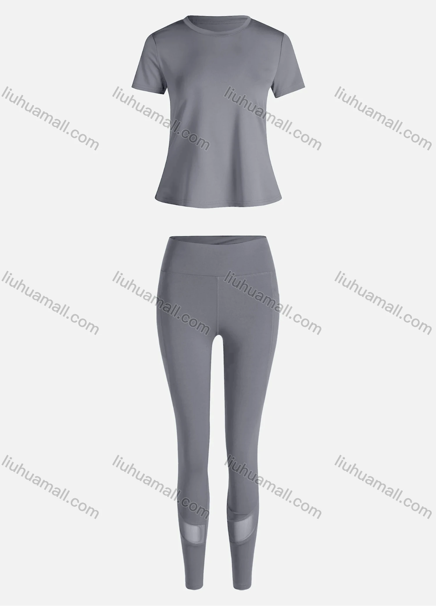 Wholesale Women's Sporty Breathable Quick Dry Letter T-shirt & High Waist Leggings 2 Piece Yoga Workout Outfits 1007#&1015# - Liuhuamall