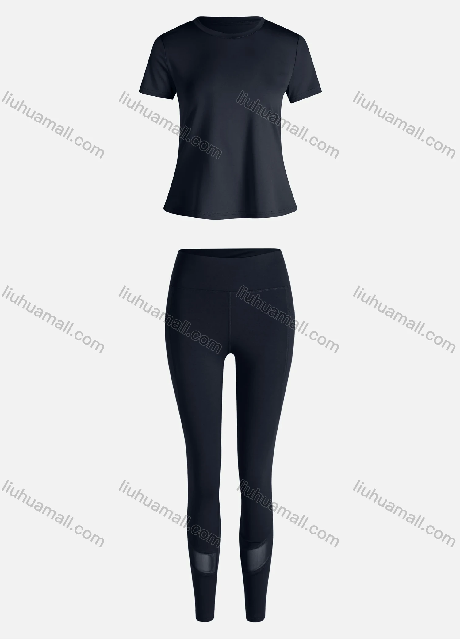 Wholesale Women's Sporty Breathable Quick Dry Letter T-shirt & High Waist Leggings 2 Piece Yoga Workout Outfits 1007#&1015# - Liuhuamall