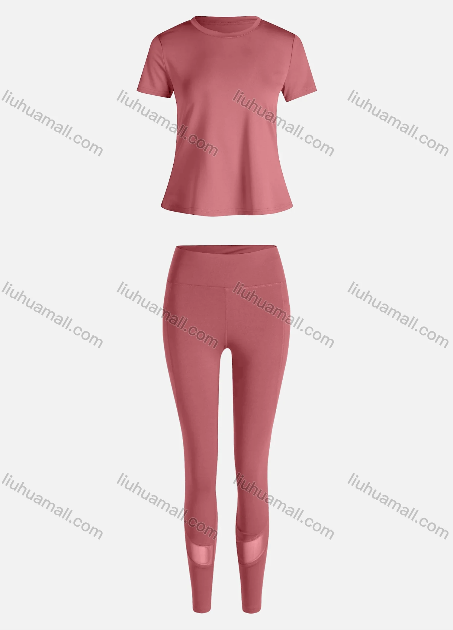 Wholesale Women's Sporty Breathable Quick Dry Letter T-shirt & High Waist Leggings 2 Piece Yoga Workout Outfits 1007#&1015# - Liuhuamall