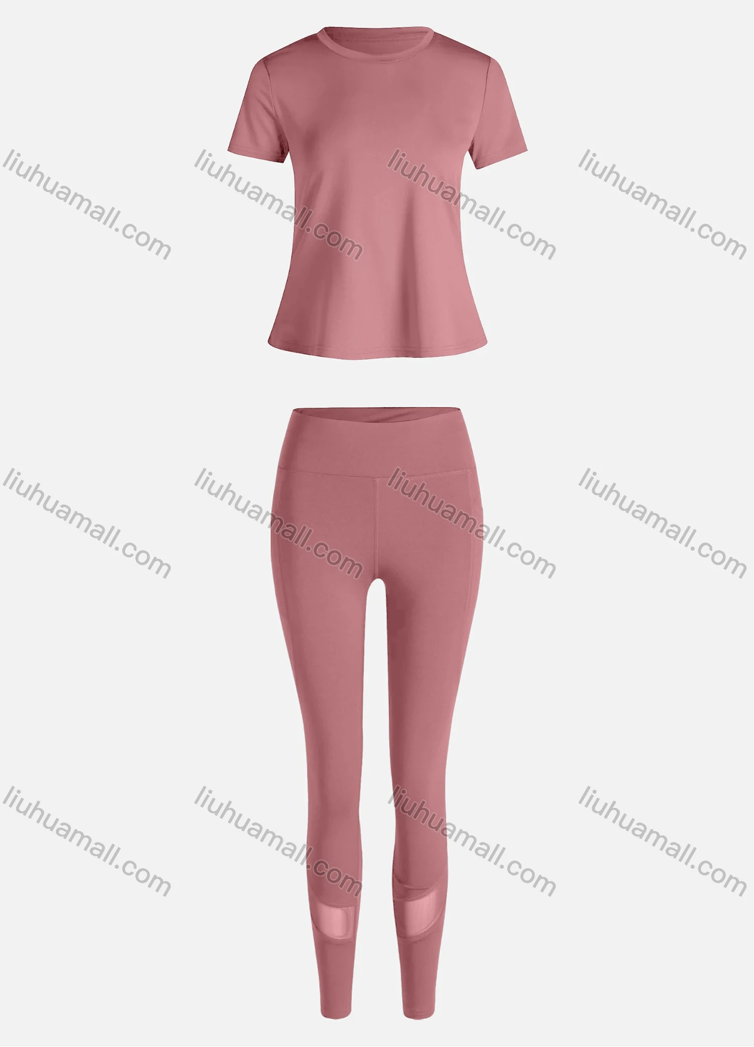 Wholesale Women's Sporty Breathable Quick Dry Letter T-shirt & High Waist Leggings 2 Piece Yoga Workout Outfits 1007#&1015# - Liuhuamall