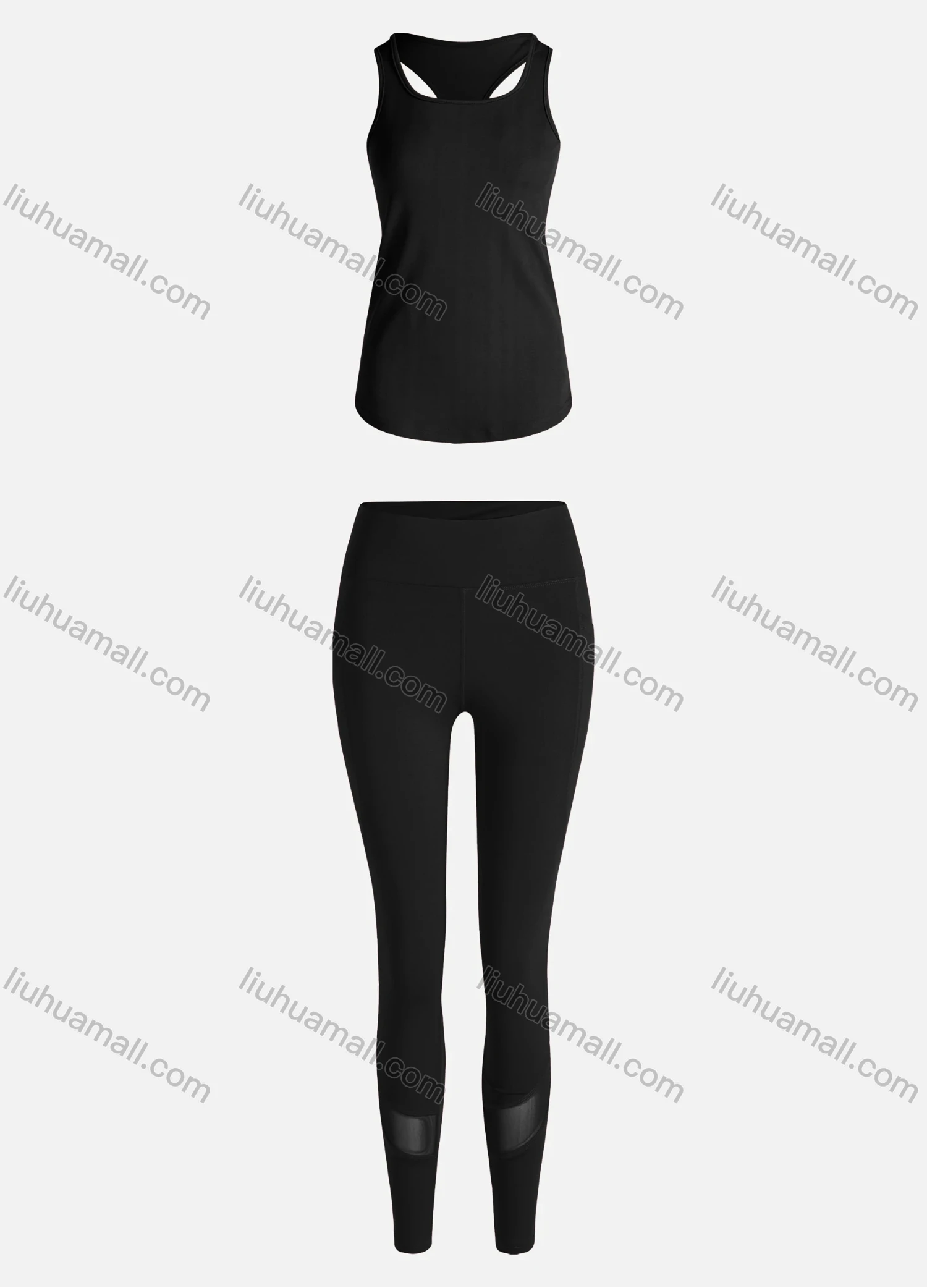 Wholesale Women's Sporty Breathable Quick Dry Letter Tank Top & High Waist Leggings 2 Piece Yoga Workout Outfits 1007#&1010# - Liuhuamall