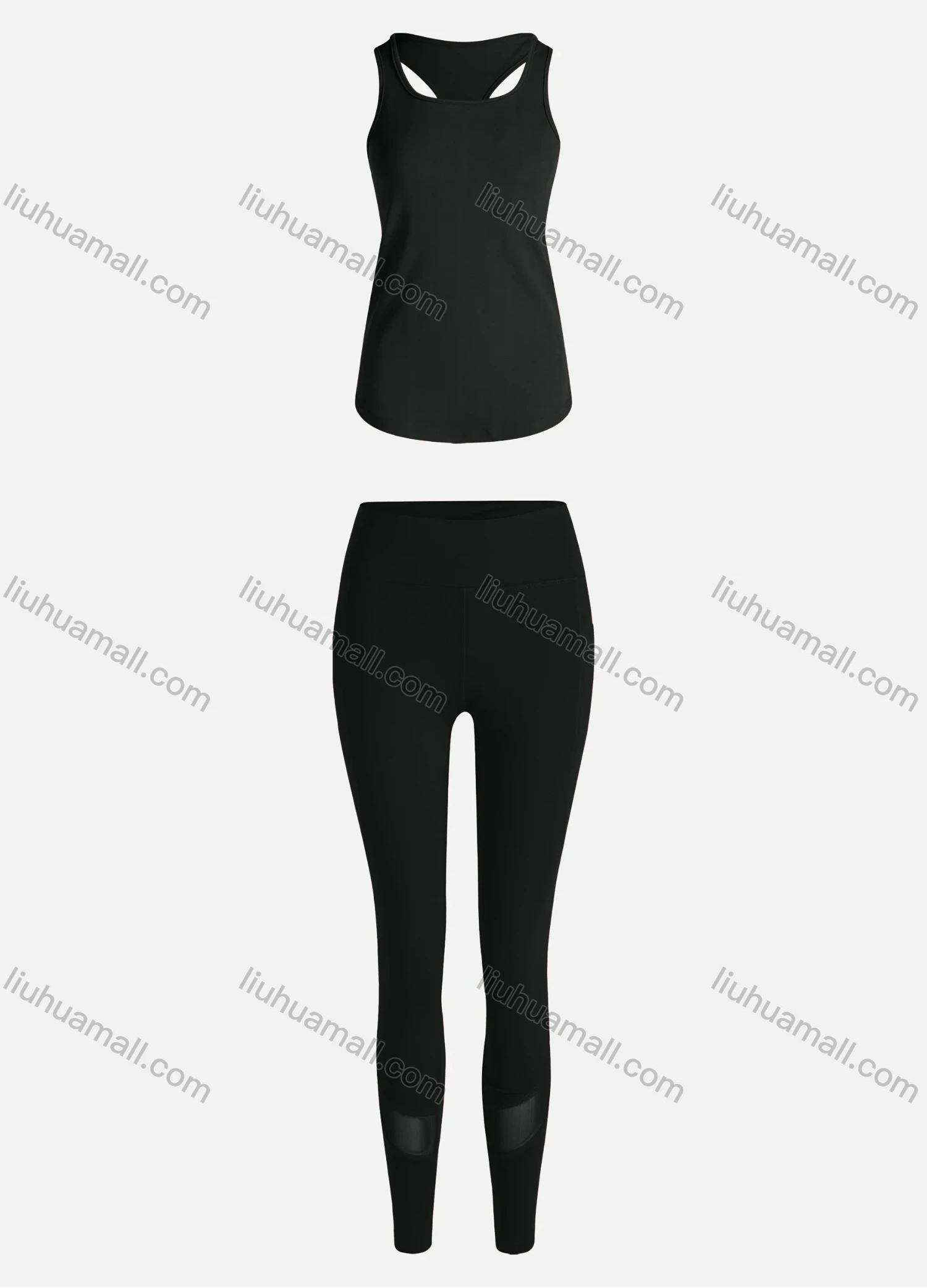 Wholesale Women's Sporty Breathable Quick Dry Letter Tank Top & High Waist Leggings 2 Piece Yoga Workout Outfits 1007#&1010# - Liuhuamall