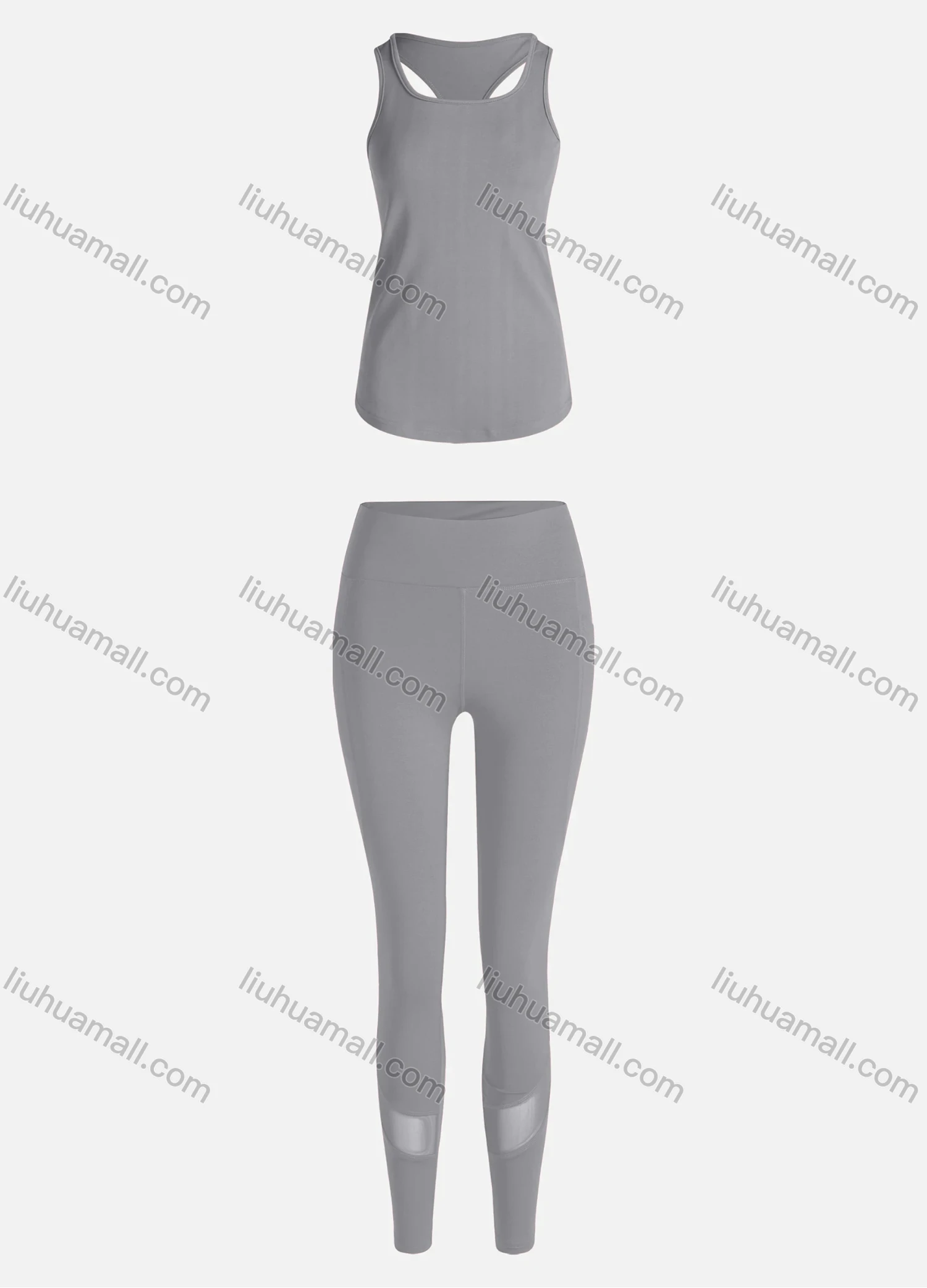 Wholesale Women's Sporty Breathable Quick Dry Letter Tank Top & High Waist Leggings 2 Piece Yoga Workout Outfits 1007#&1010# - Liuhuamall