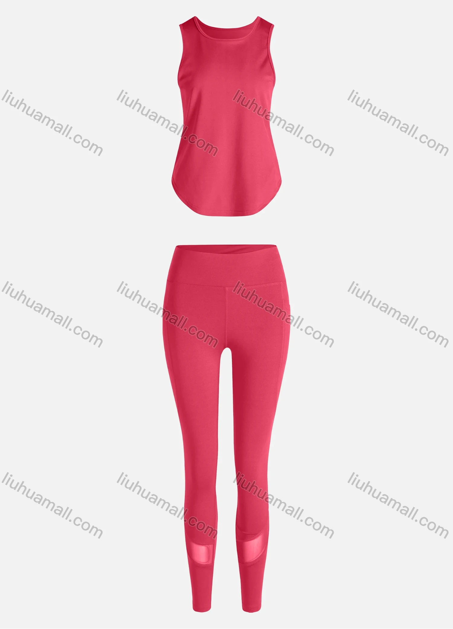 Wholesale Women's Sporty Breathable Quick Dry Geometric Tank Top & High Waist Leggings 2 Piece Yoga Workout Outfits 1007#&1012# - Liuhuamall