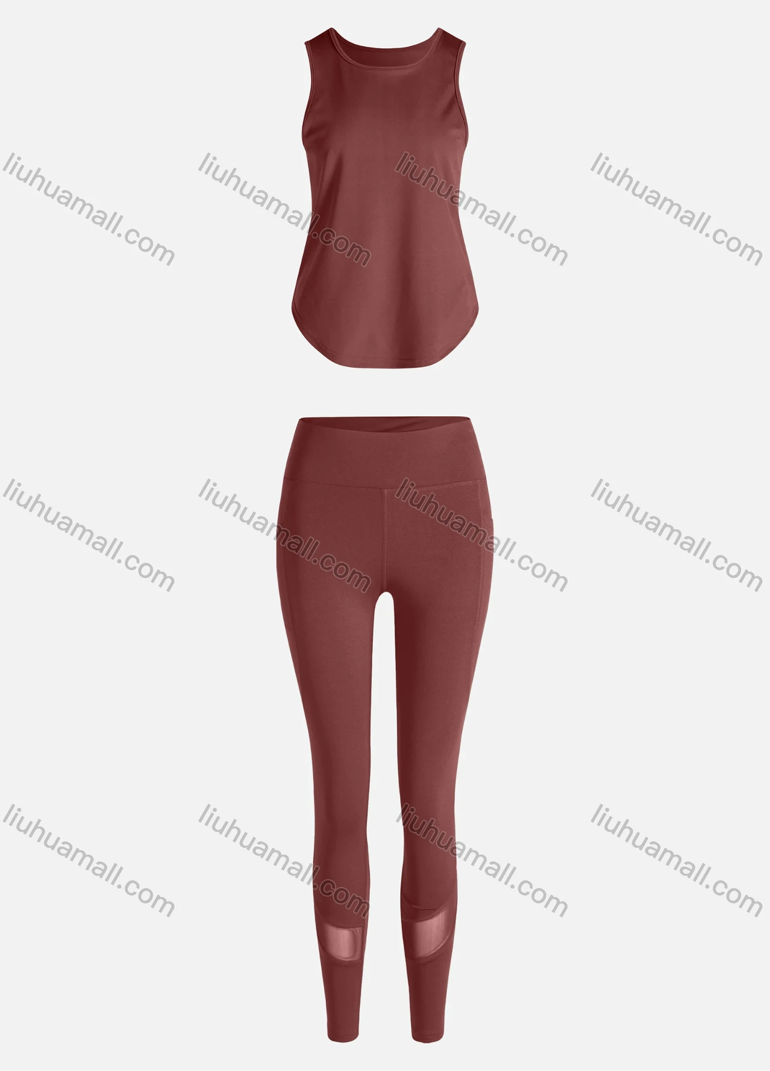 Wholesale Women's Sporty Breathable Quick Dry Geometric Tank Top & High Waist Leggings 2 Piece Yoga Workout Outfits 1007#&1012# - Liuhuamall