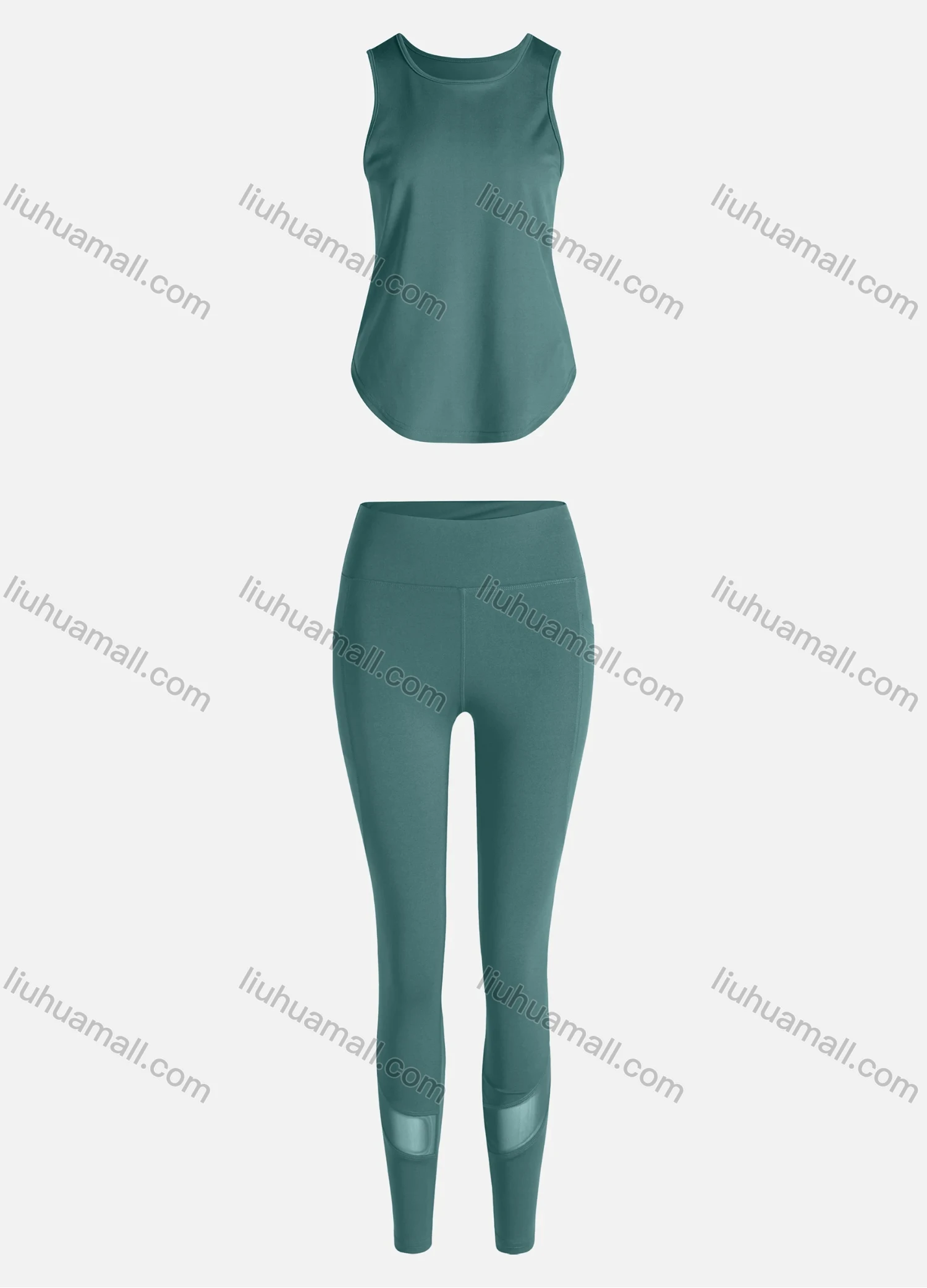 Wholesale Women's Sporty Breathable Quick Dry Geometric Tank Top & High Waist Leggings 2 Piece Yoga Workout Outfits 1007#&1012# - Liuhuamall